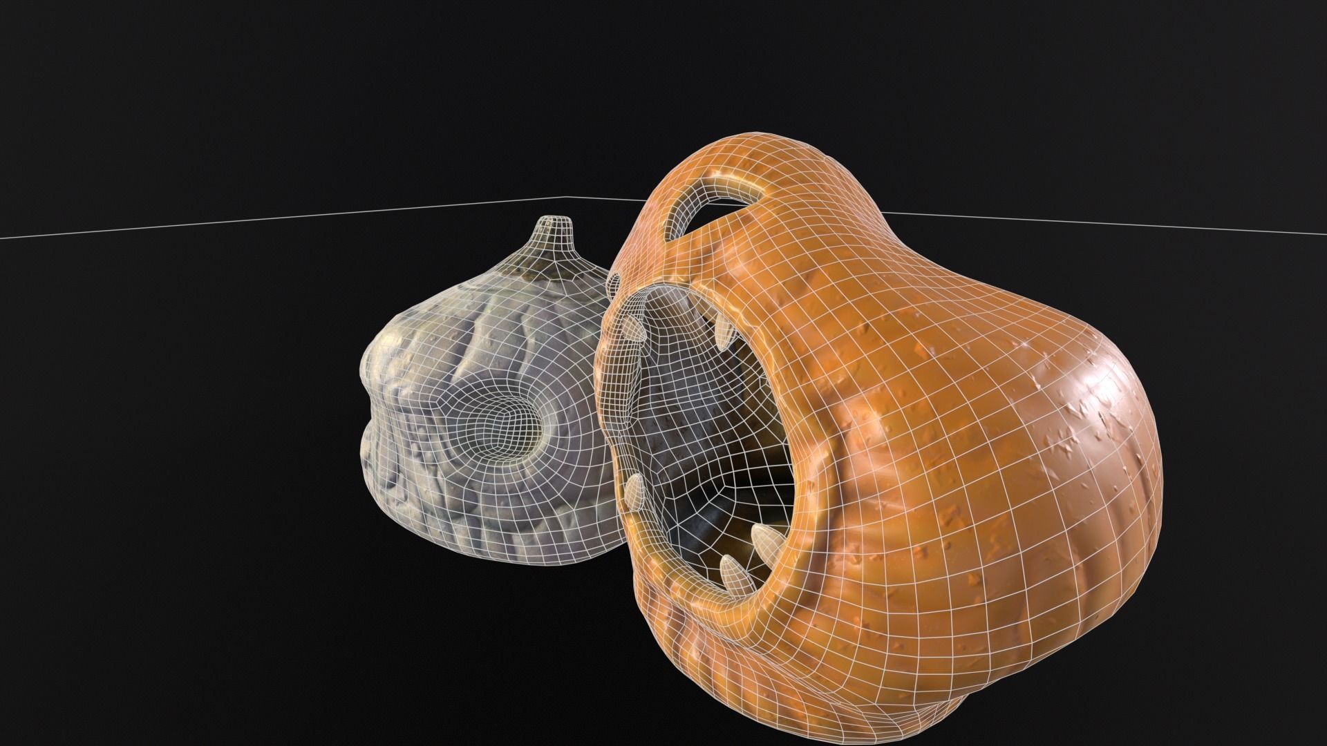 Halloween Rotten Pumpkins Low-poly 3D model_7