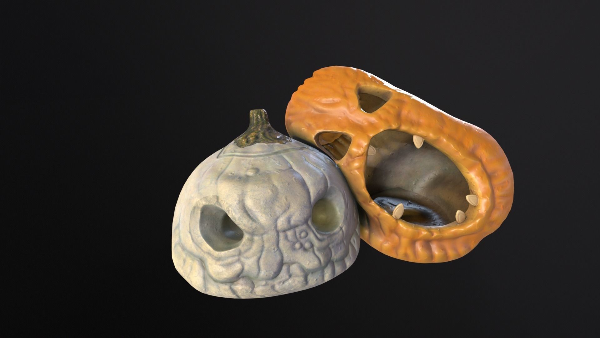 Halloween Rotten Pumpkins Low-poly 3D model_2