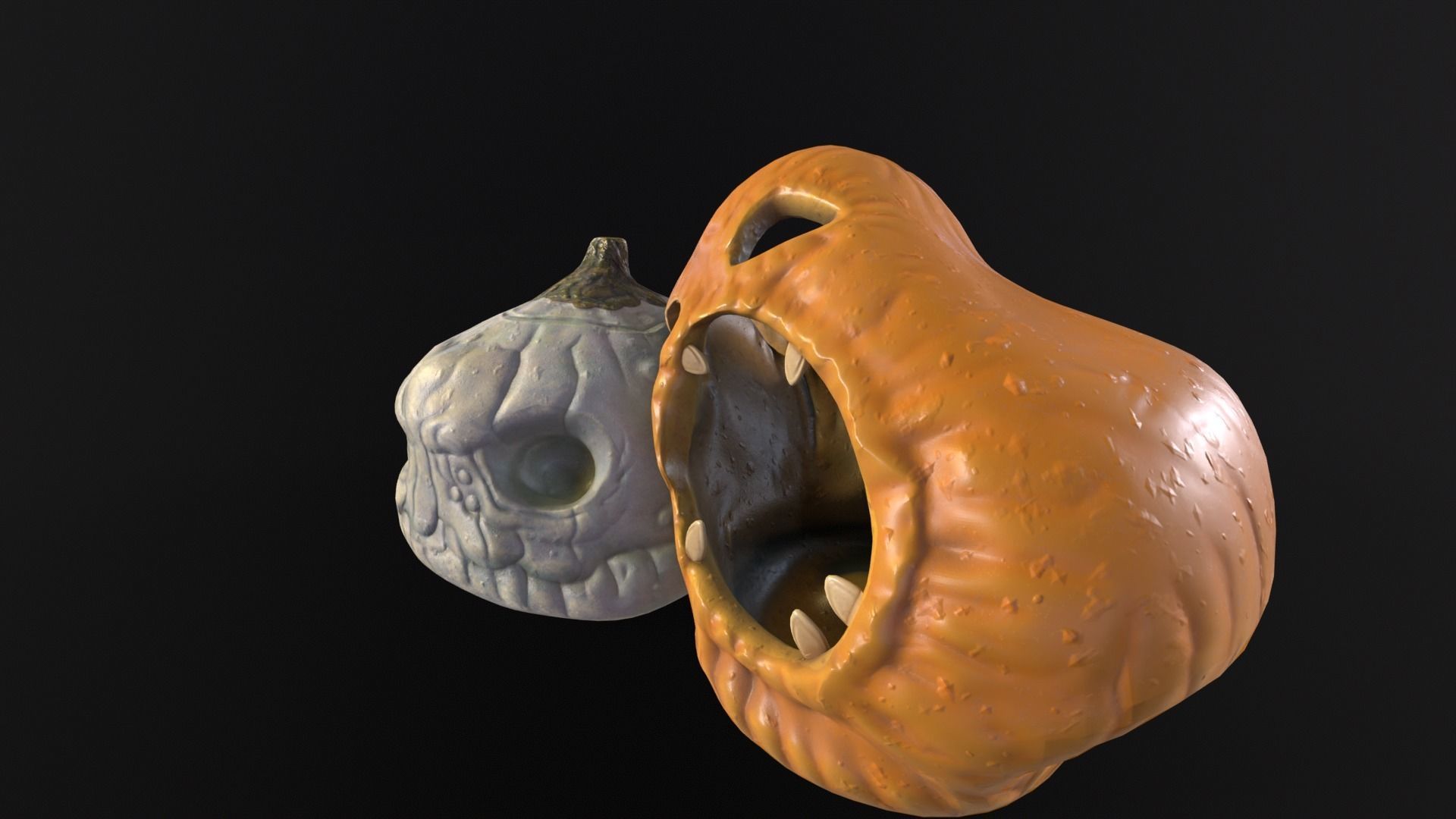 Halloween Rotten Pumpkins Low-poly 3D model_6