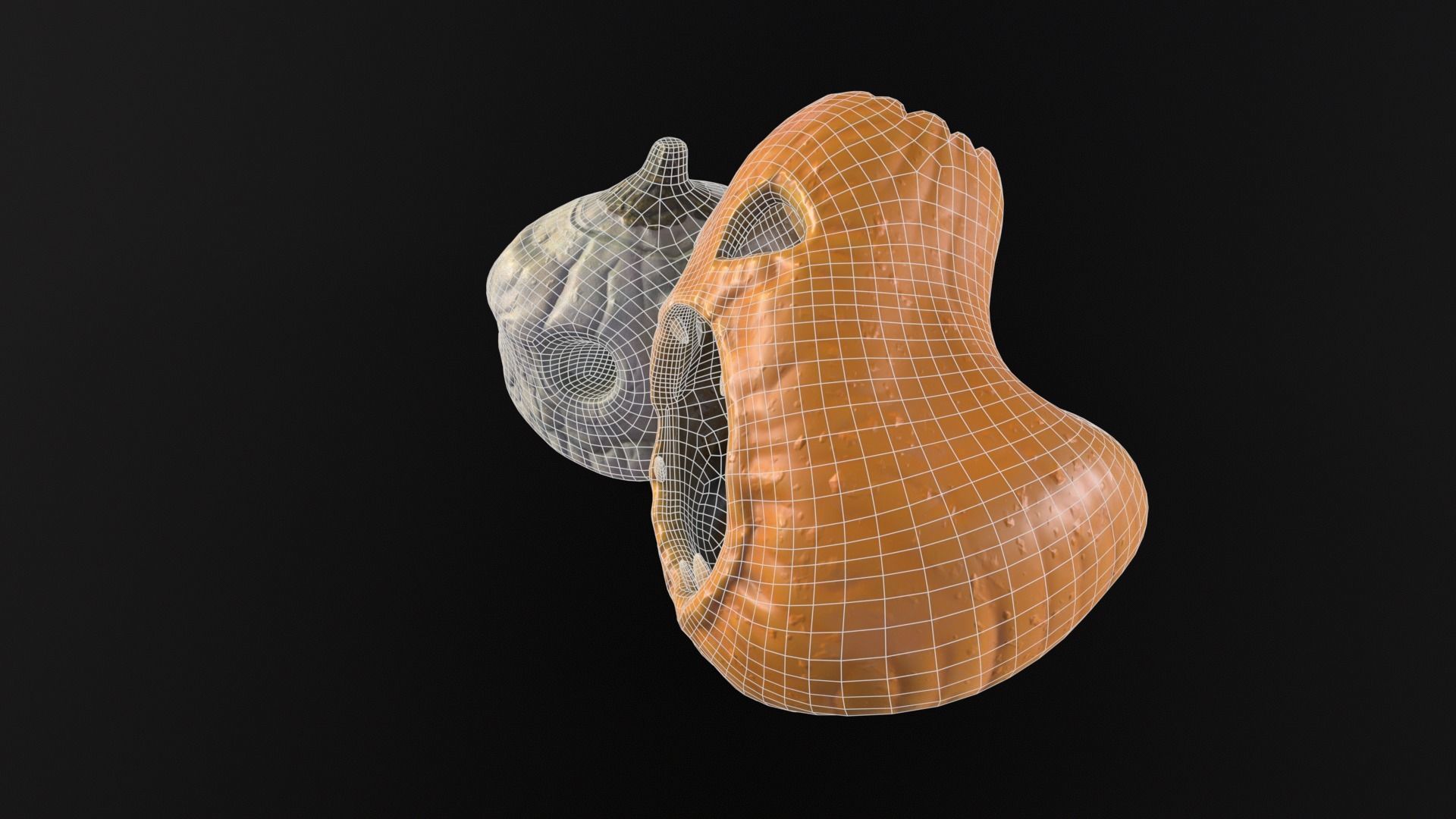 Halloween Rotten Pumpkins Low-poly 3D model_9