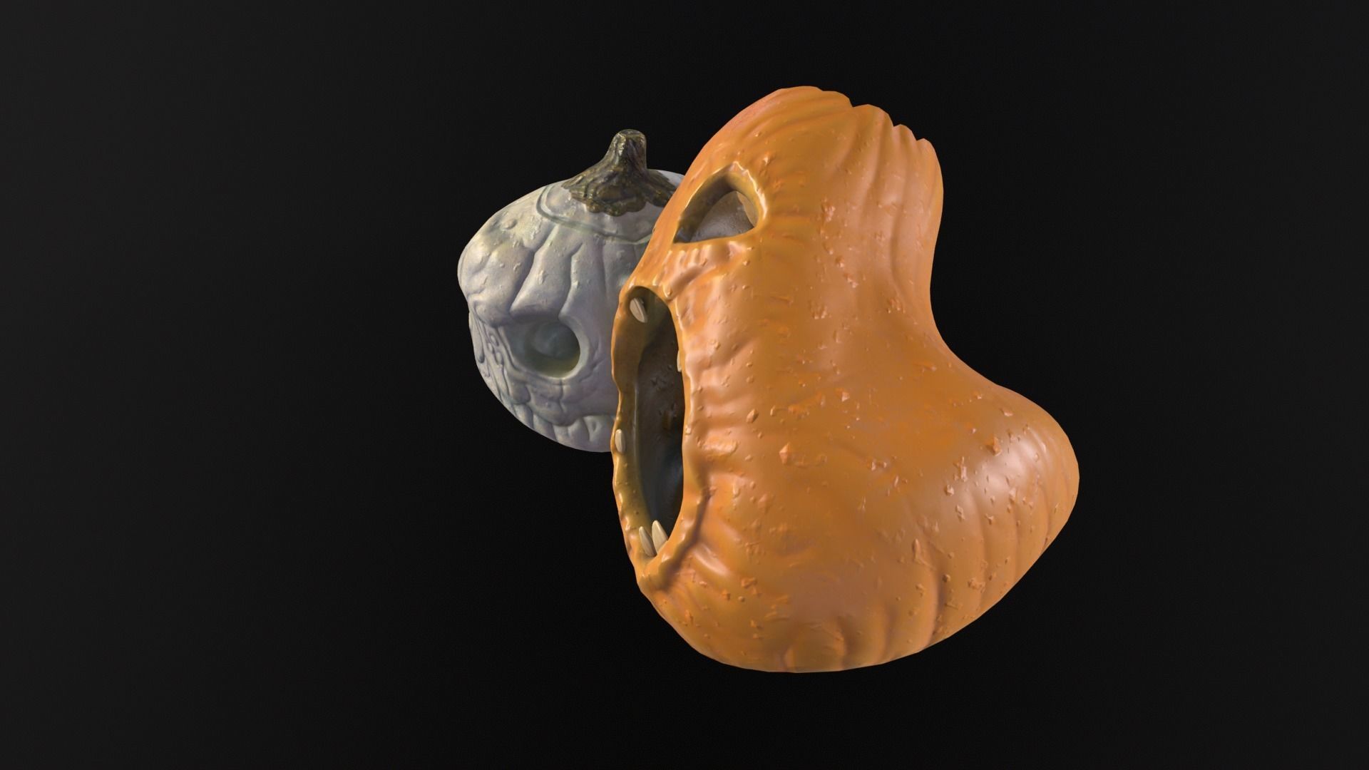 Halloween Rotten Pumpkins Low-poly 3D model_8