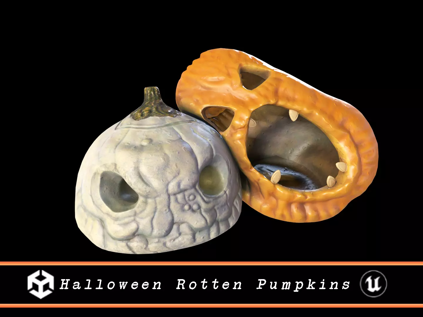 Halloween Rotten Pumpkins Low-poly 3D model_0
