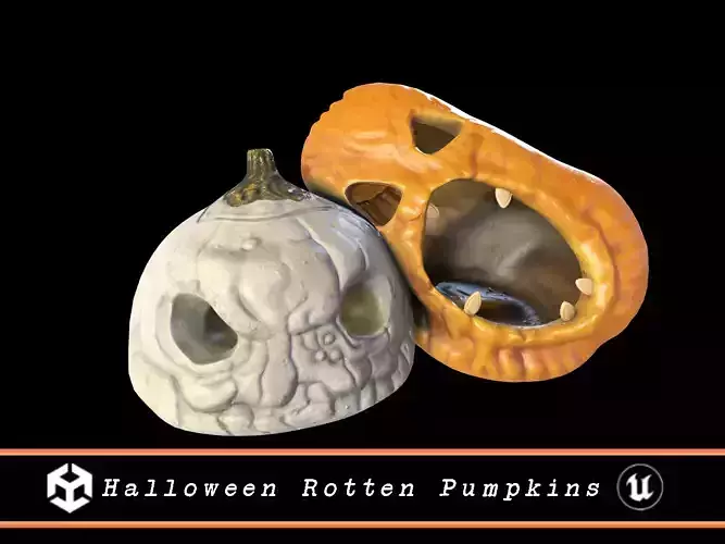 Halloween Rotten Pumpkins Low-poly 3D model
