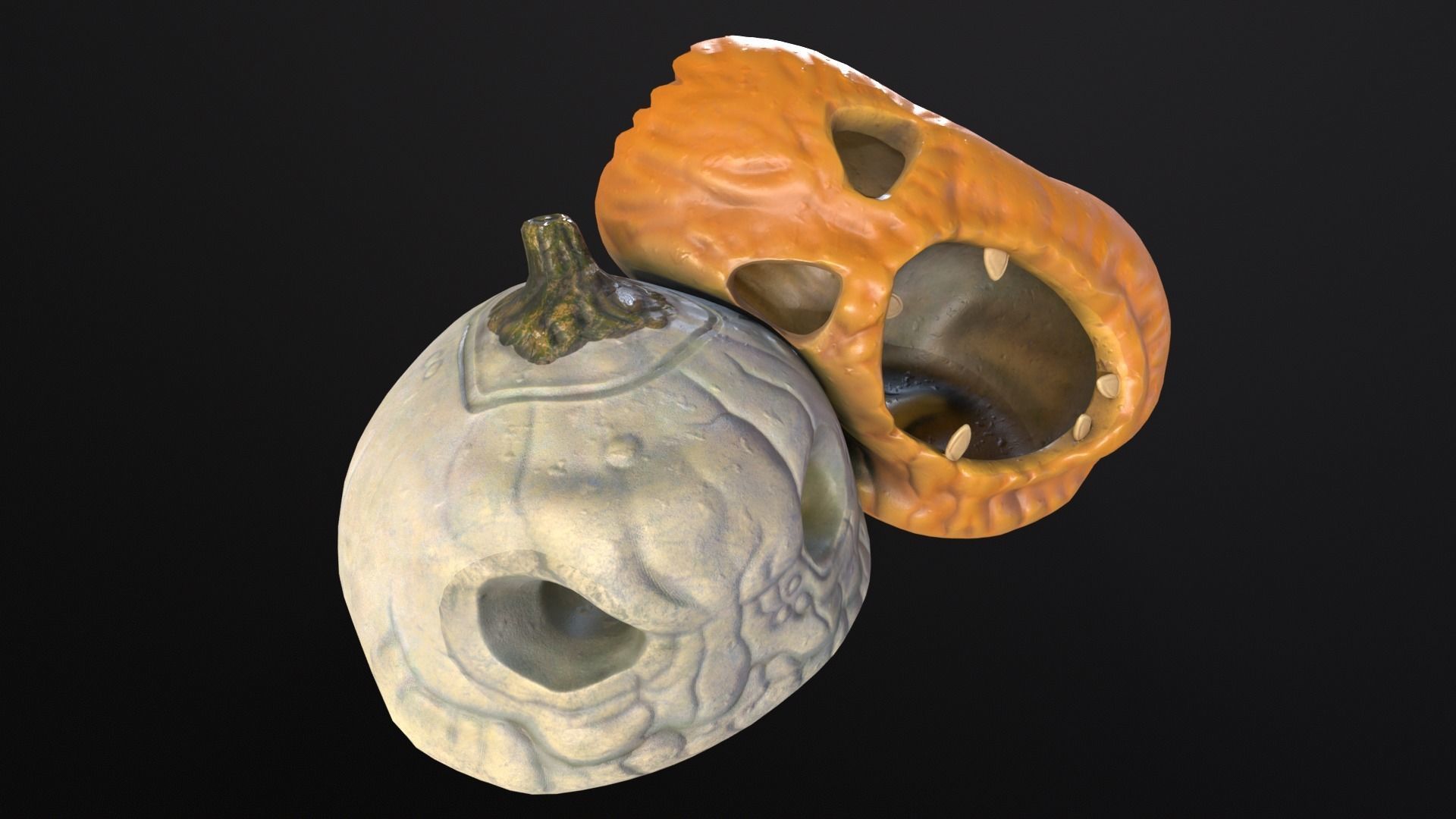 Halloween Rotten Pumpkins Low-poly 3D model_20