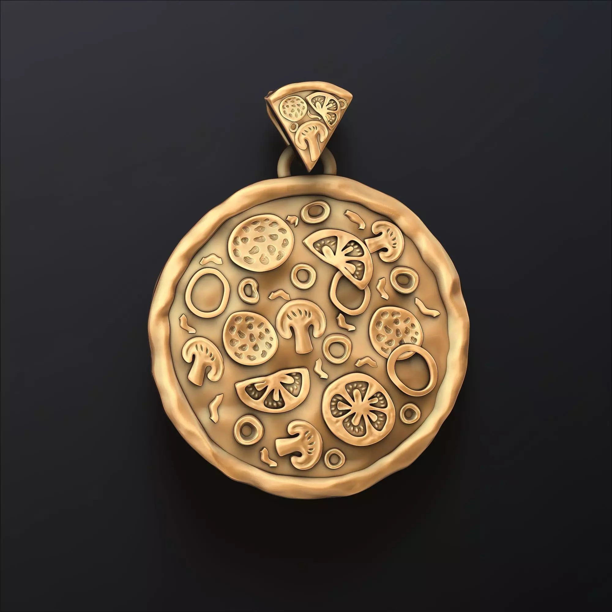 Pizza Pendant 3D print model_0