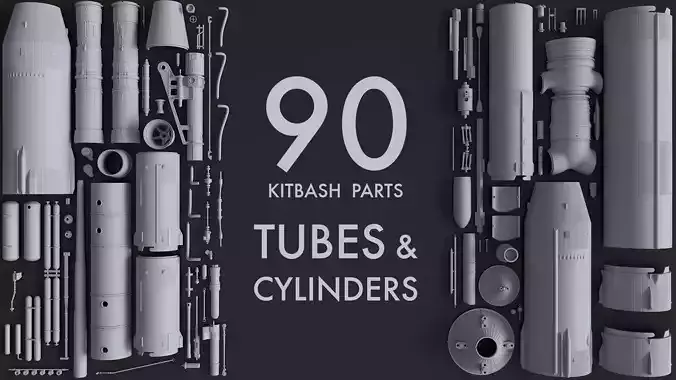 Kitbash Kit - 90 Tubes and Cylinders V1