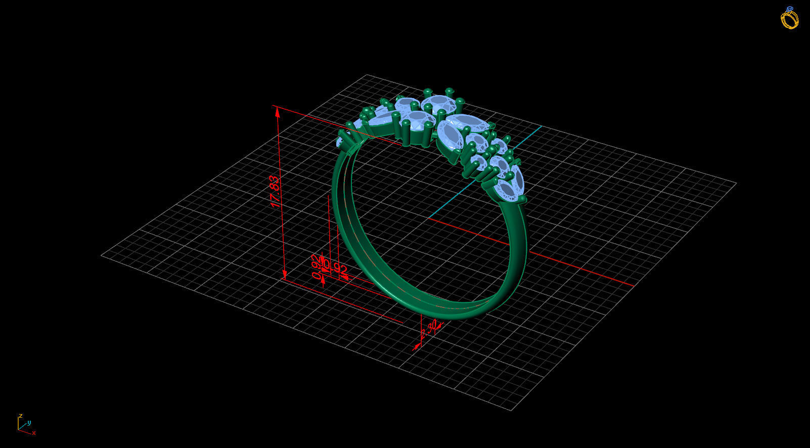 Marquis ring 3D print model_5