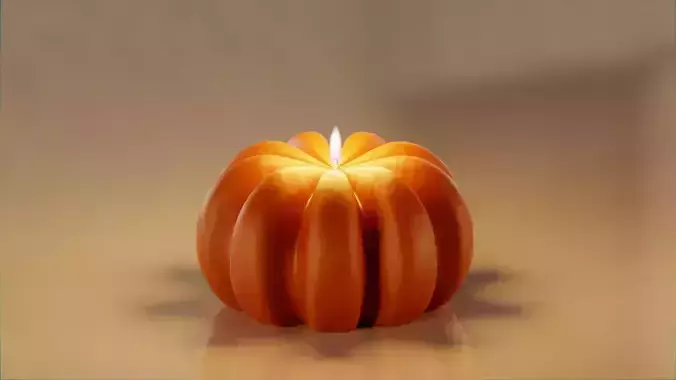 Halloween Pumpkin Candle with Animated Flame Simulation