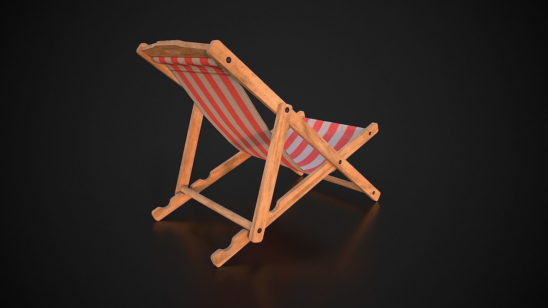 Wood Beach Chair Low-poly 3D model_2