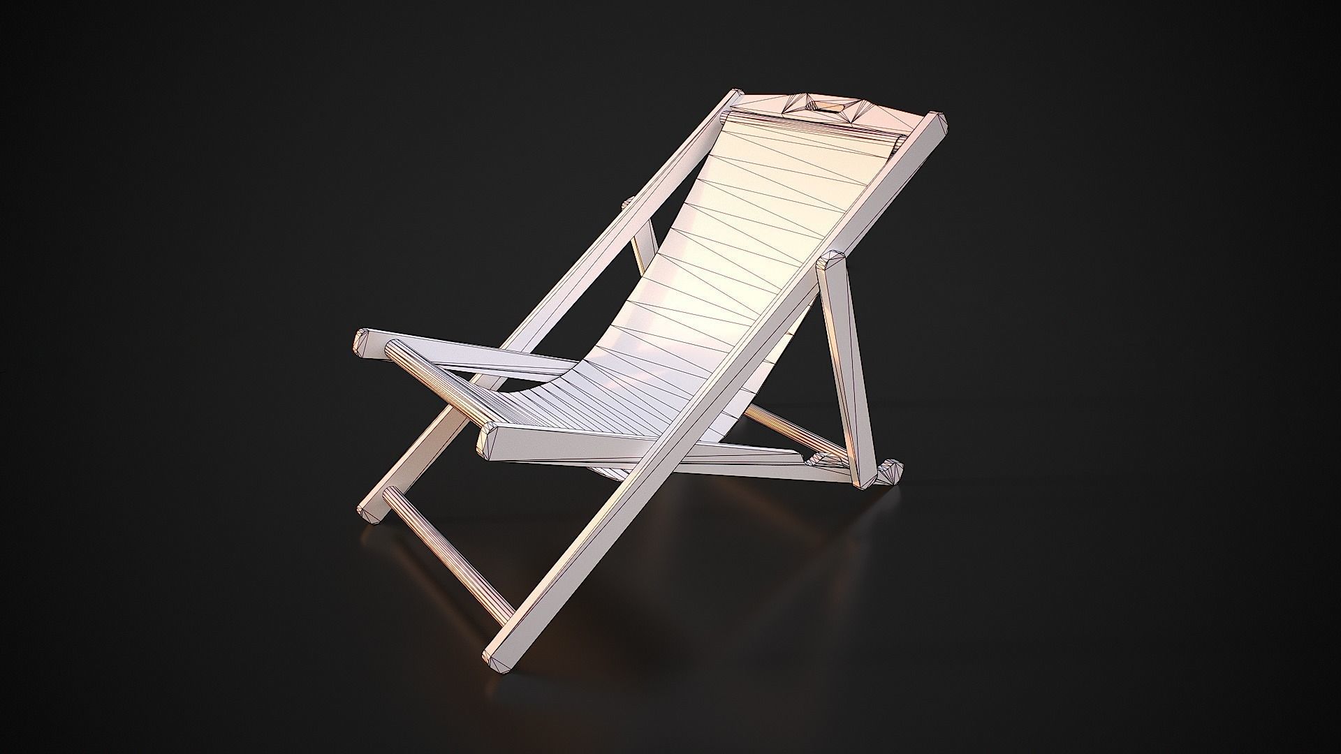 Wood Beach Chair Low-poly 3D model_13