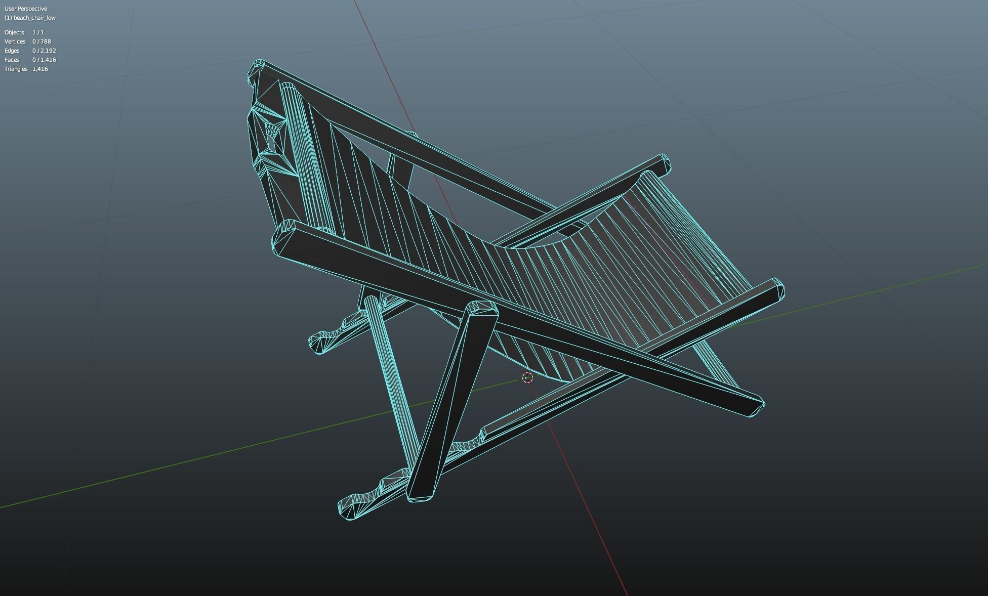 Wood Beach Chair Low-poly 3D model_16