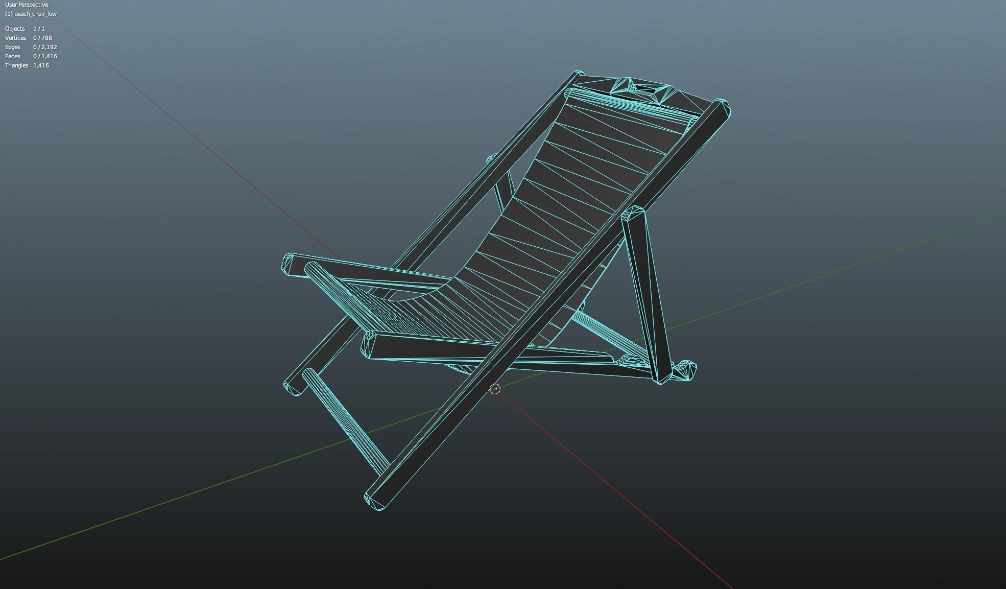 Wood Beach Chair Low-poly 3D model_15