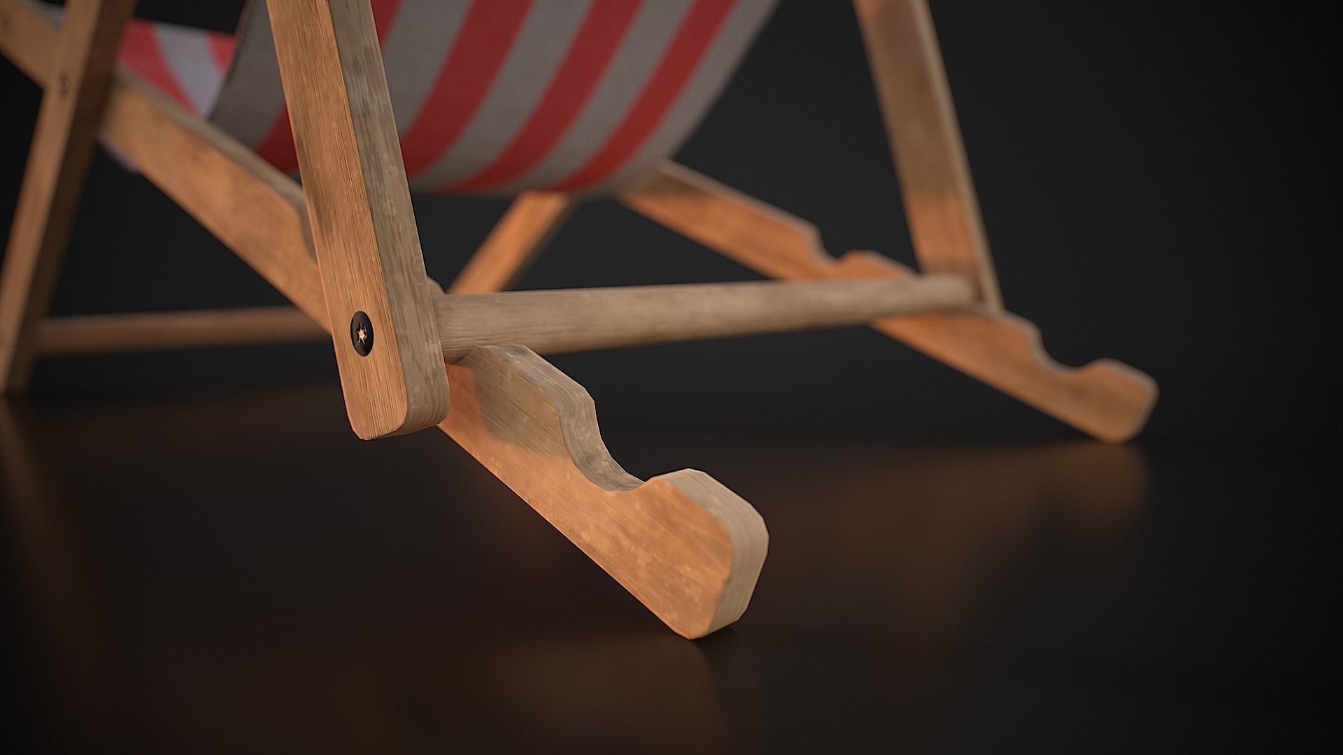 Wood Beach Chair Low-poly 3D model_11