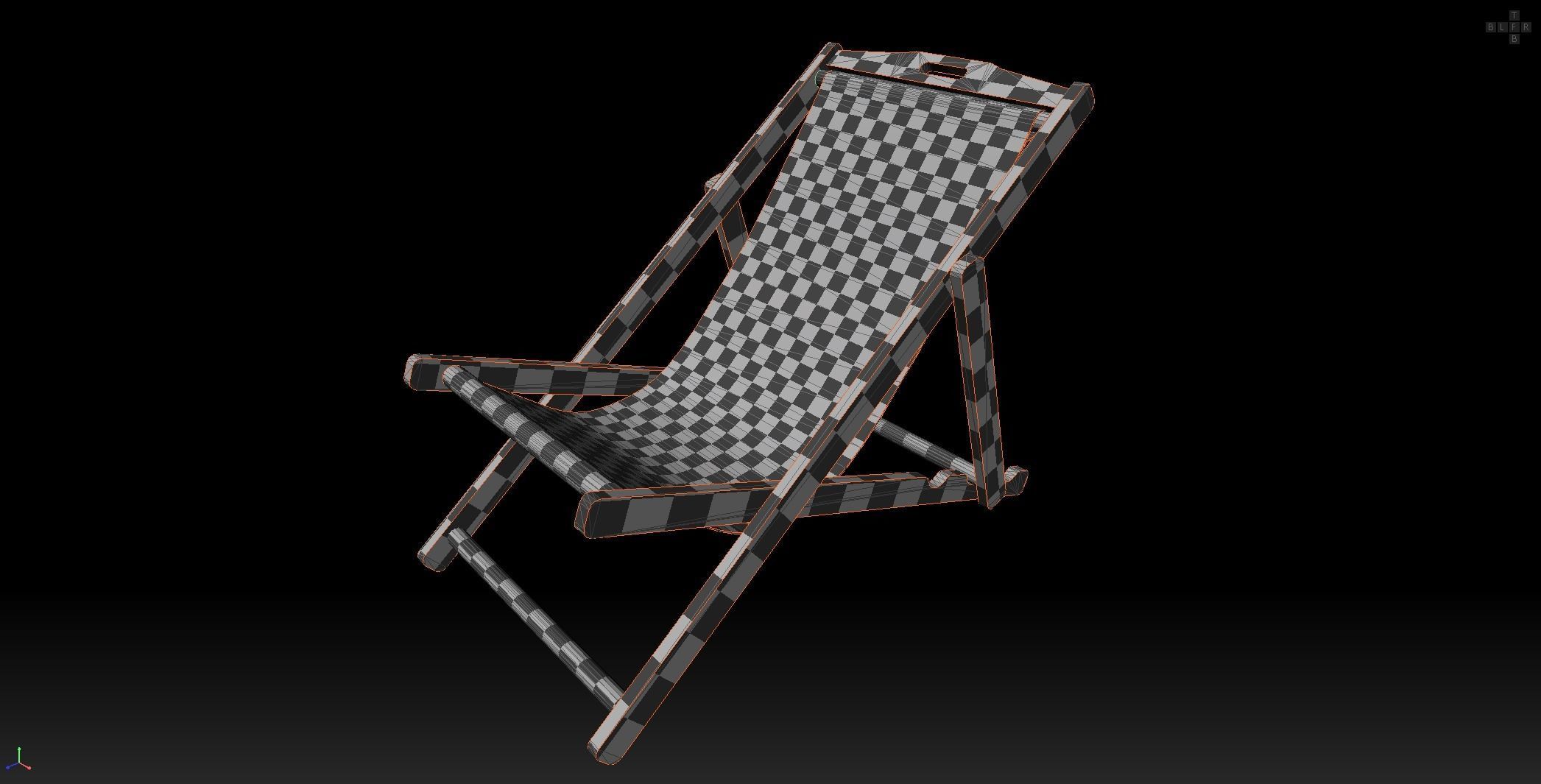 Wood Beach Chair Low-poly 3D model_17