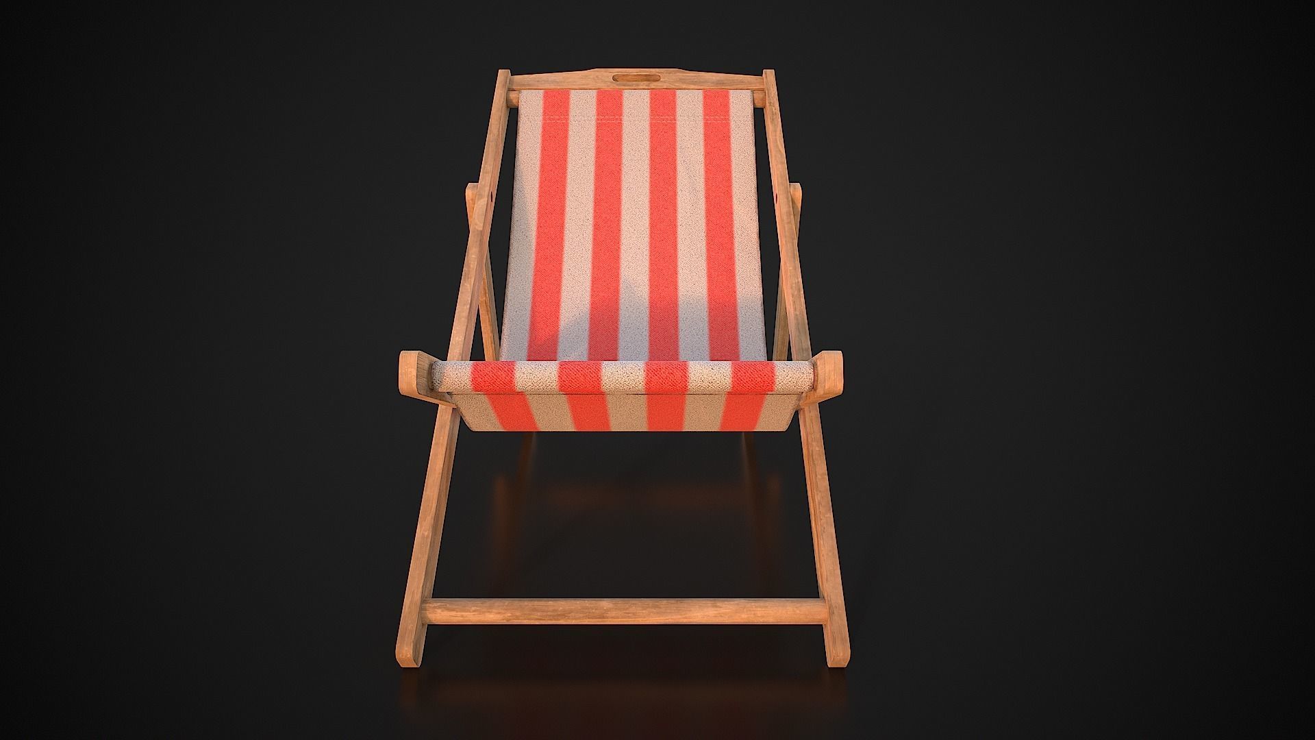 Wood Beach Chair Low-poly 3D model_5