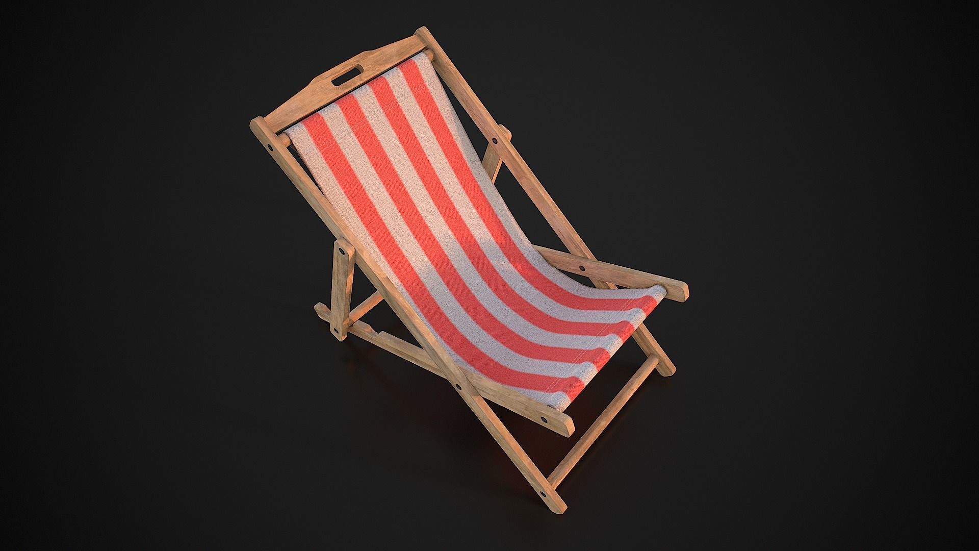 Wood Beach Chair Low-poly 3D model_3
