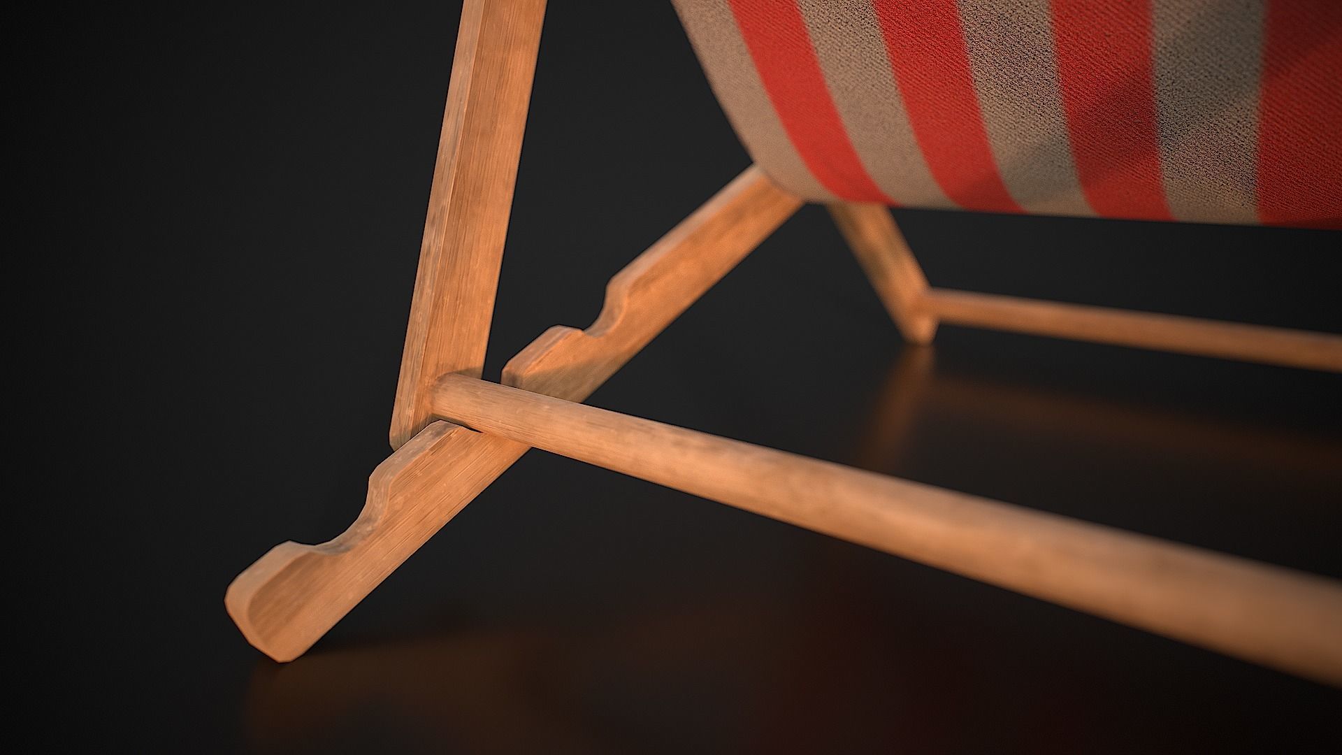 Wood Beach Chair Low-poly 3D model_12