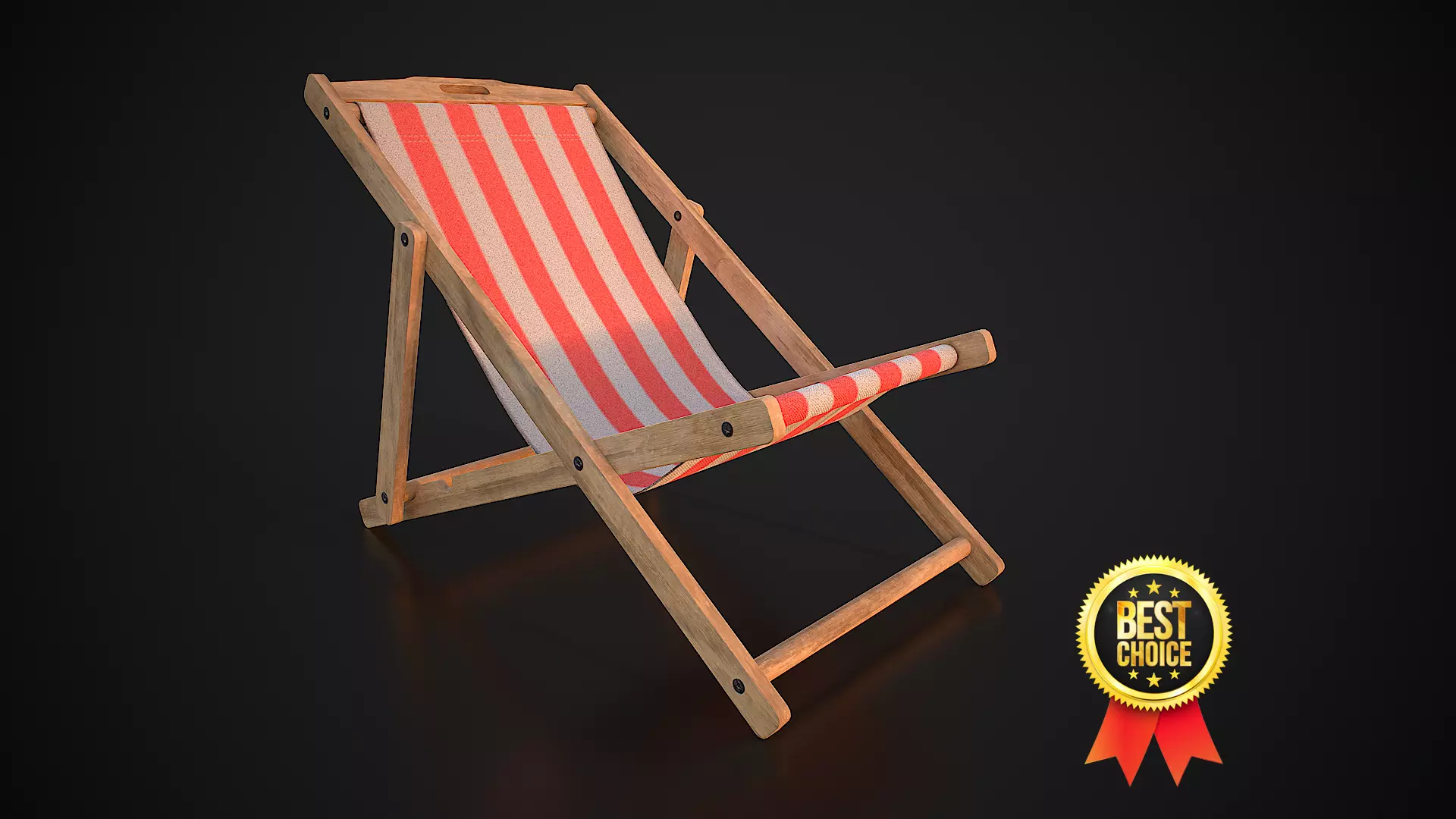 Wood Beach Chair Low-poly 3D model_0