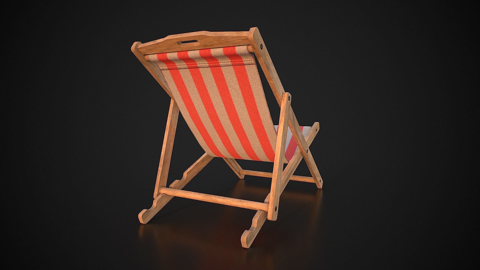 Wood Beach Chair Low-poly 3D model_6