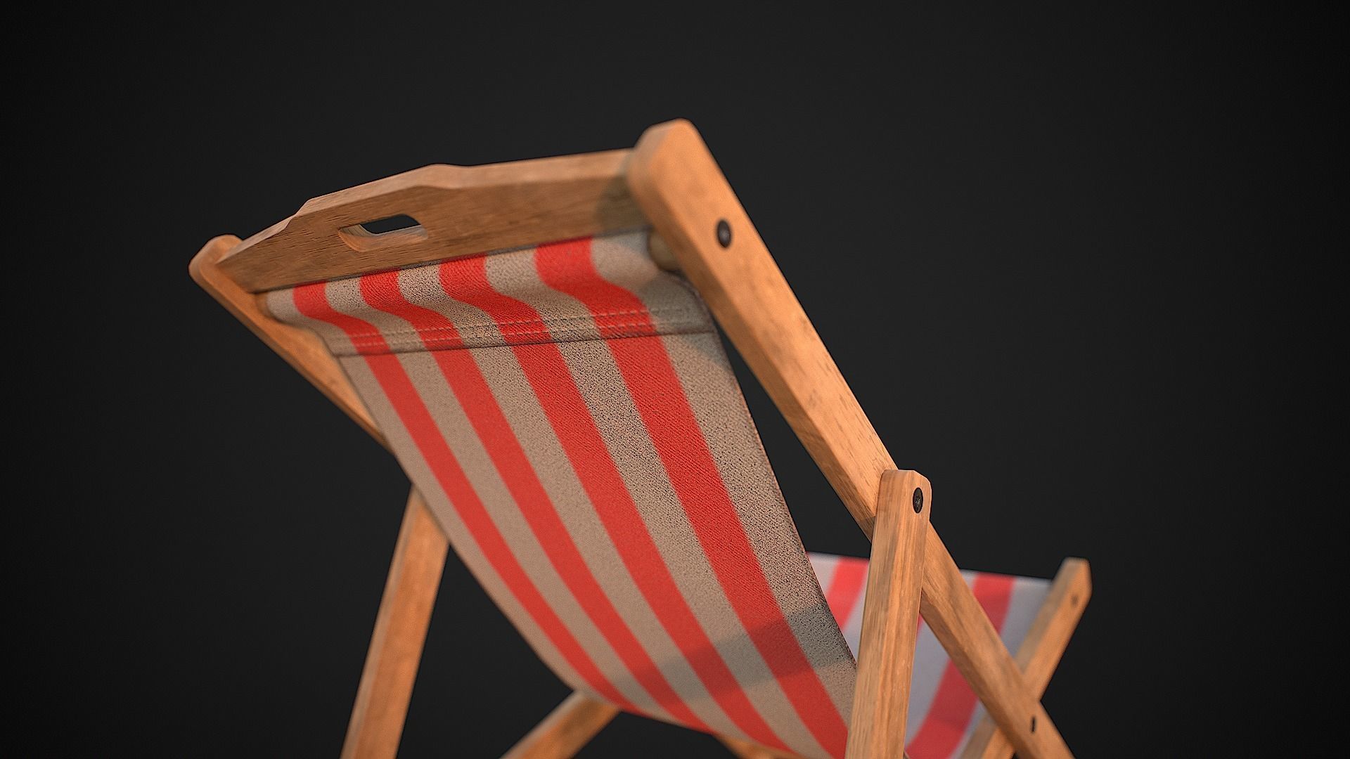 Wood Beach Chair Low-poly 3D model_9