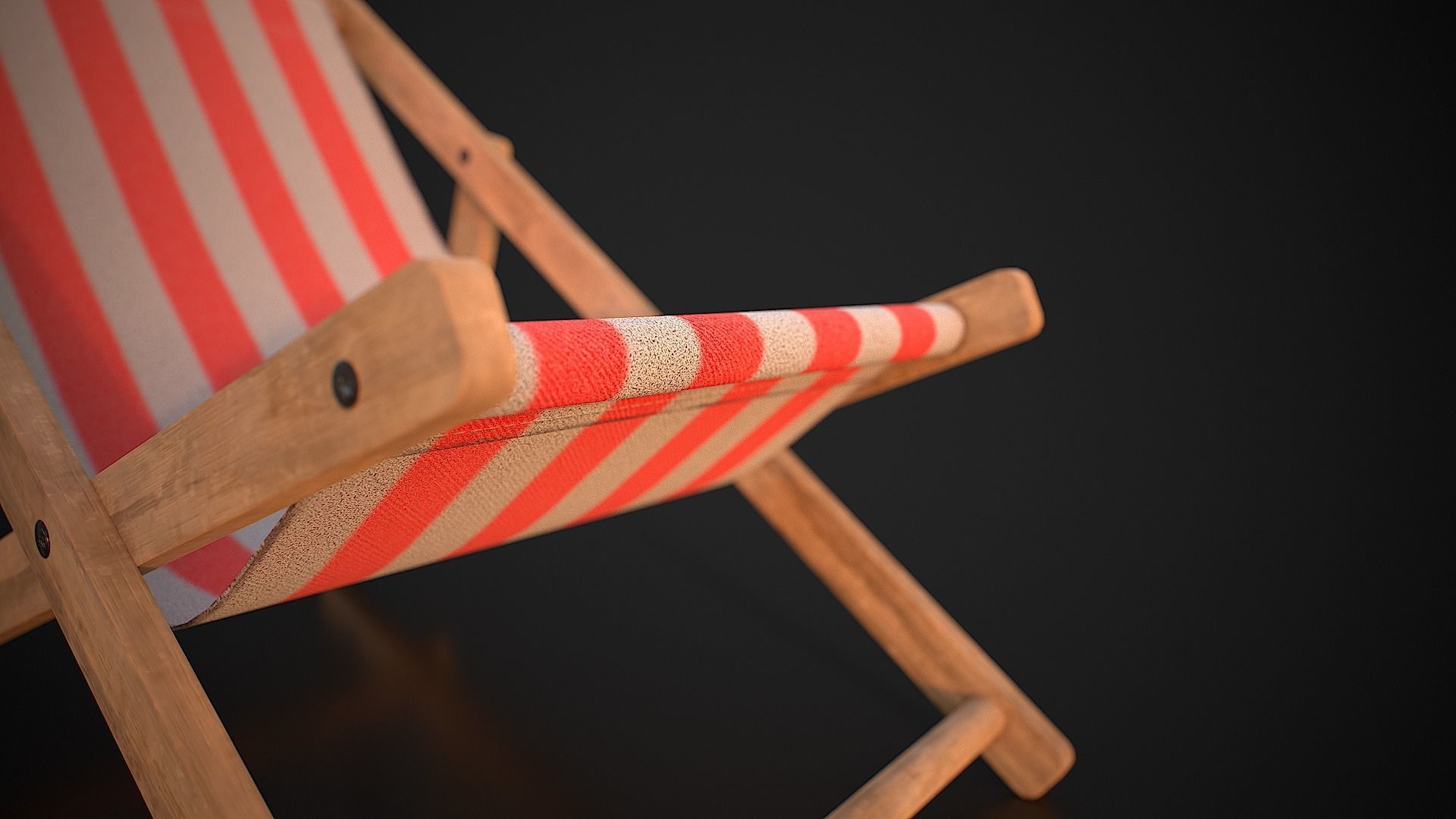 Wood Beach Chair Low-poly 3D model_7