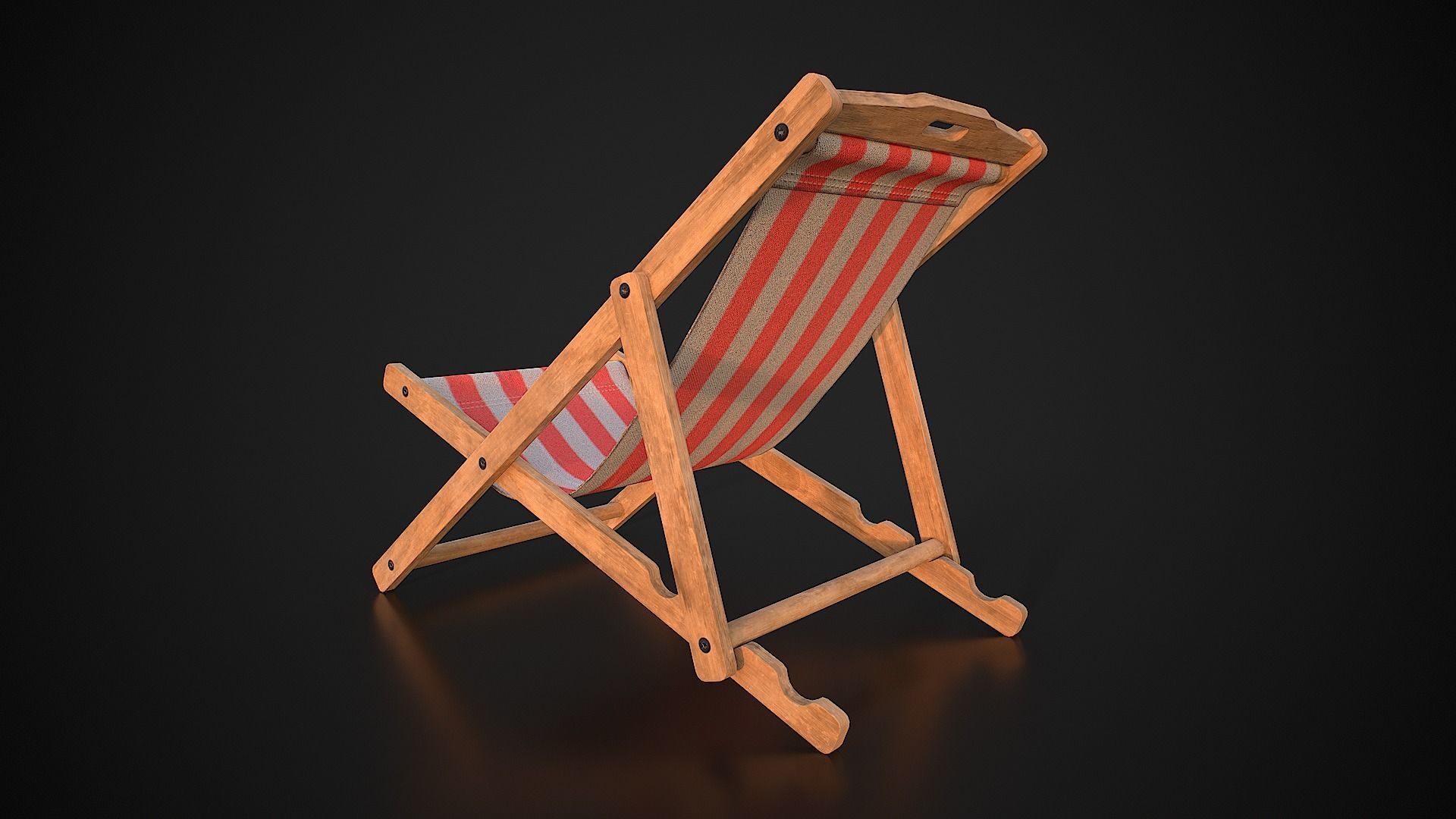 Wood Beach Chair Low-poly 3D model_4