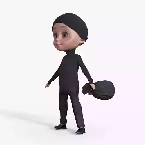Cartoon Thief Boy 3D model