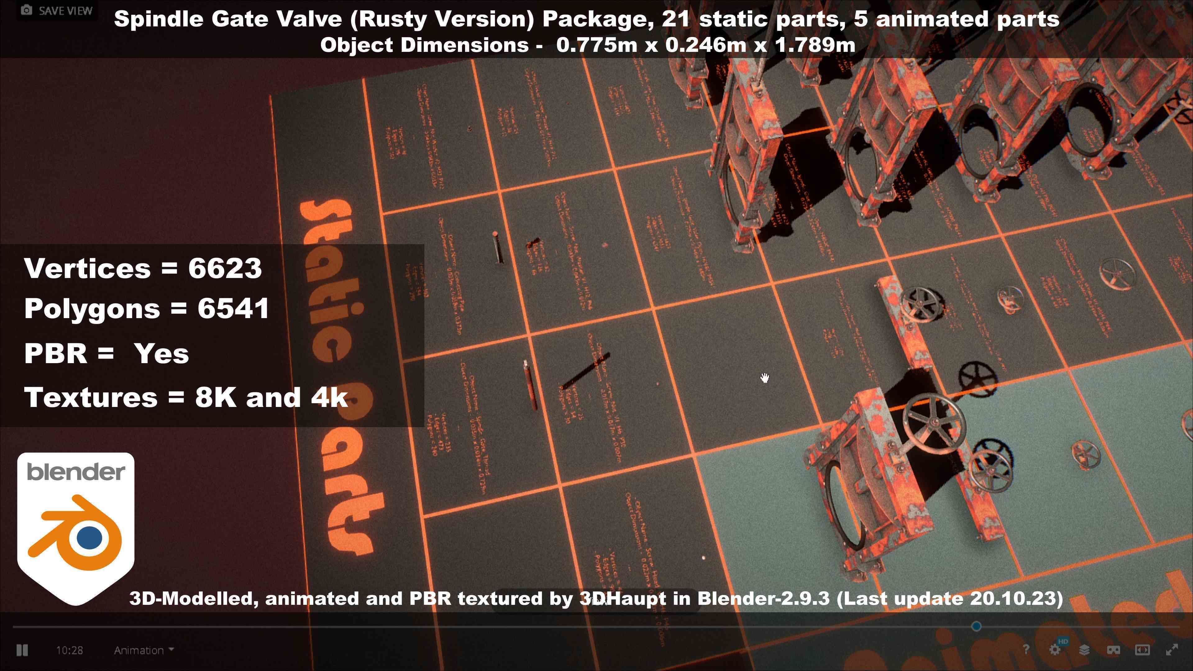 Spindle Gate Valve - Rusty Version - Package Low-poly 3D model_50