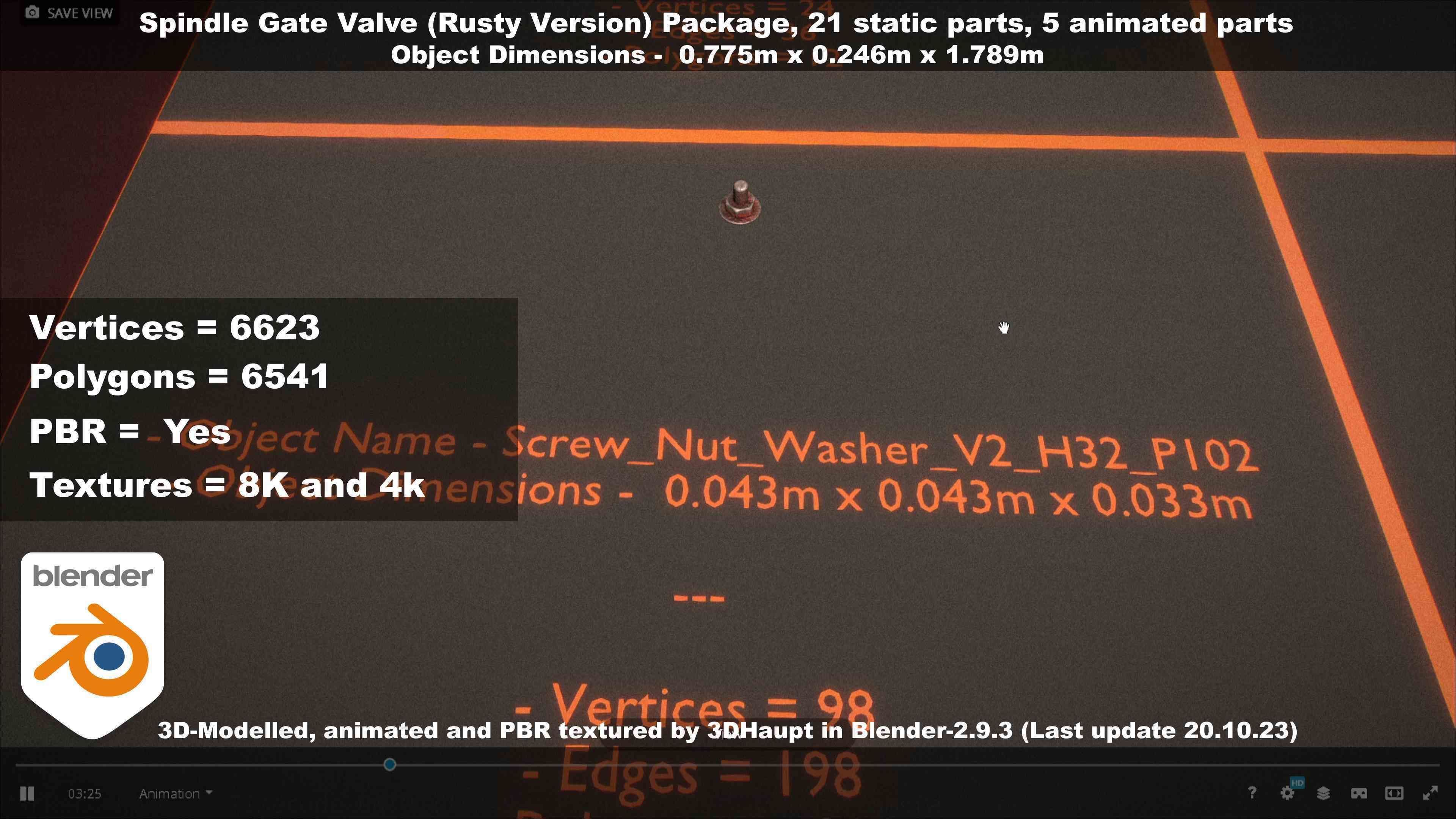 Spindle Gate Valve - Rusty Version - Package Low-poly 3D model_60