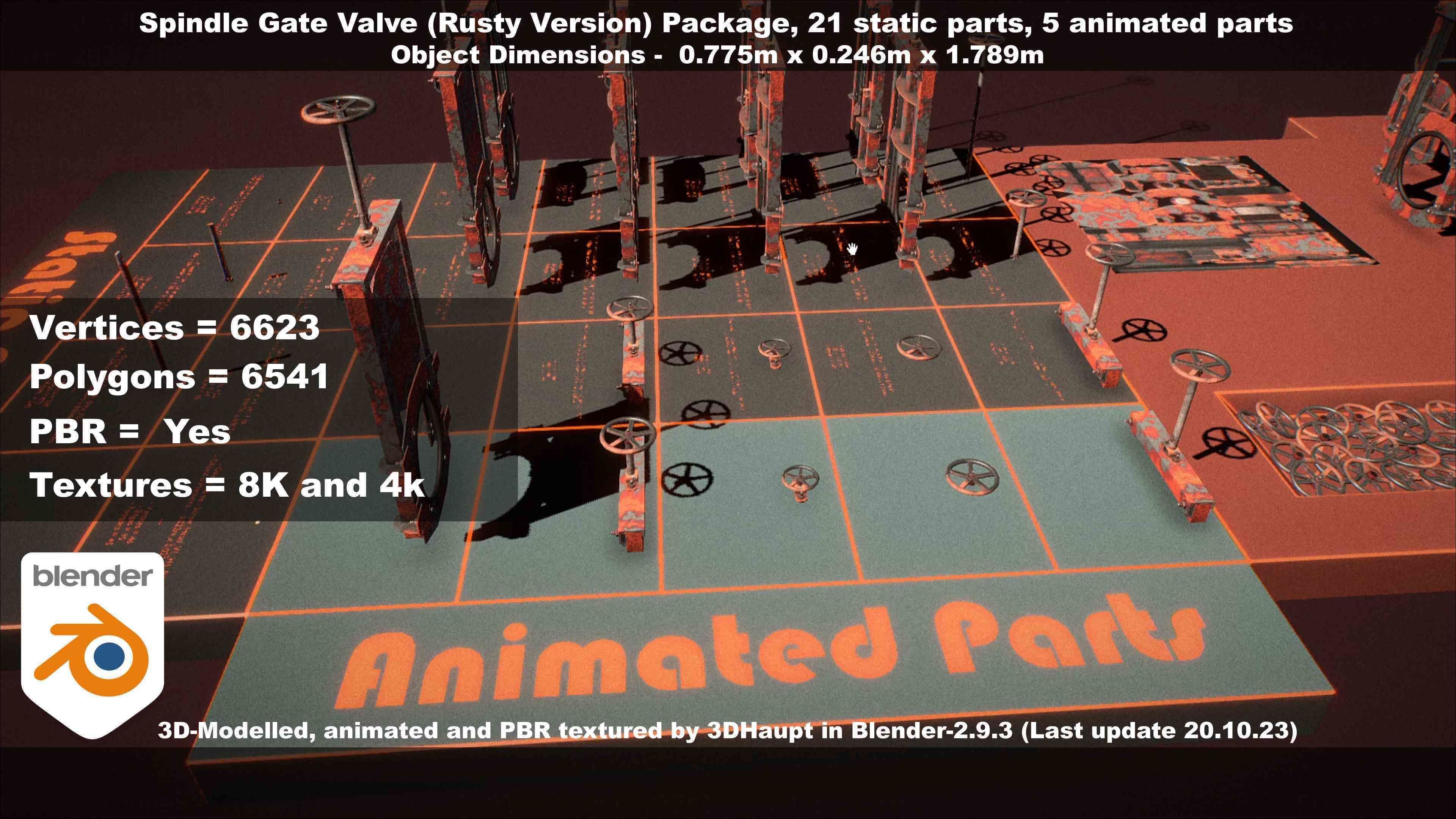 Spindle Gate Valve - Rusty Version - Package Low-poly 3D model_51