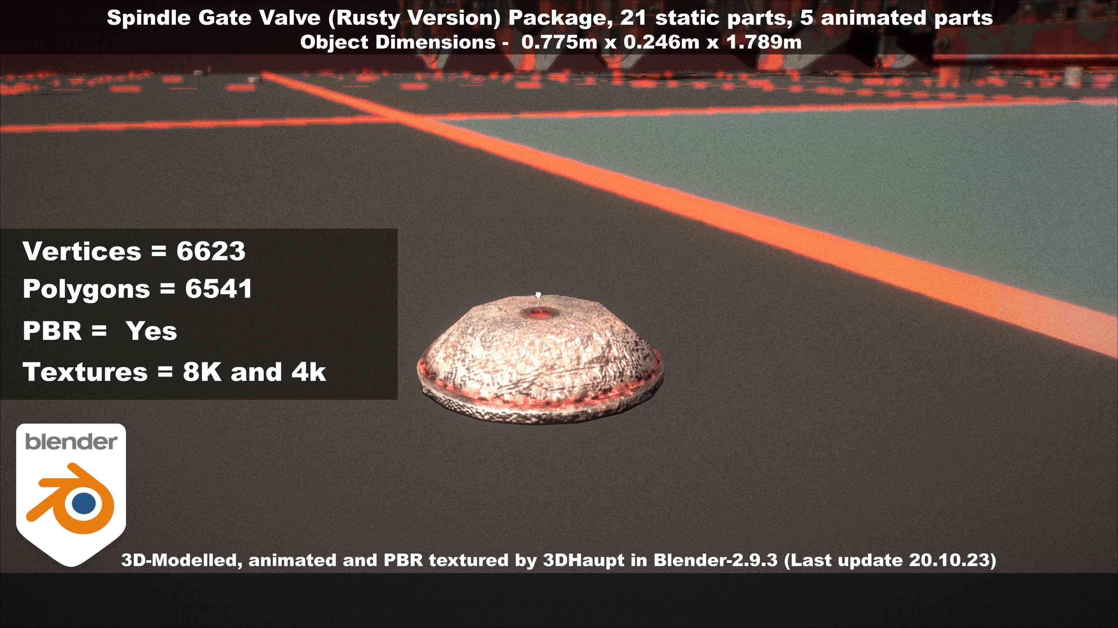 Spindle Gate Valve - Rusty Version - Package Low-poly 3D model_92