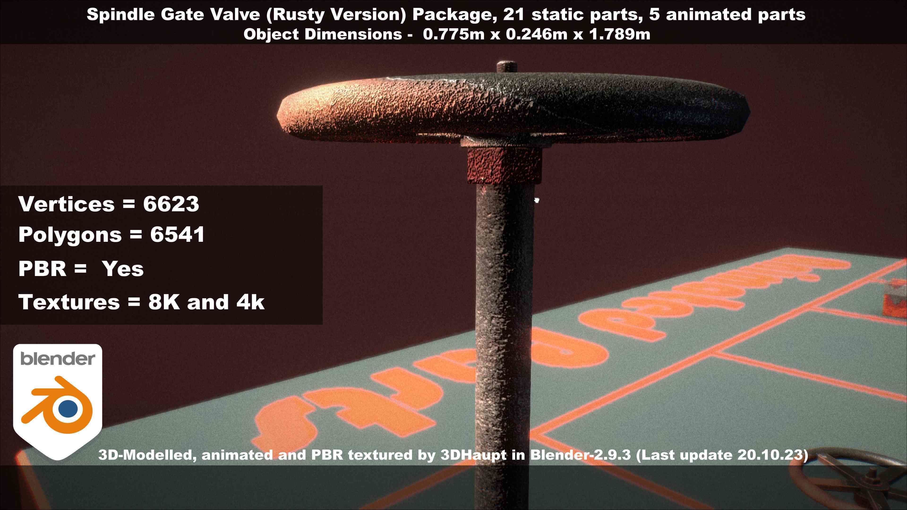Spindle Gate Valve - Rusty Version - Package Low-poly 3D model_63