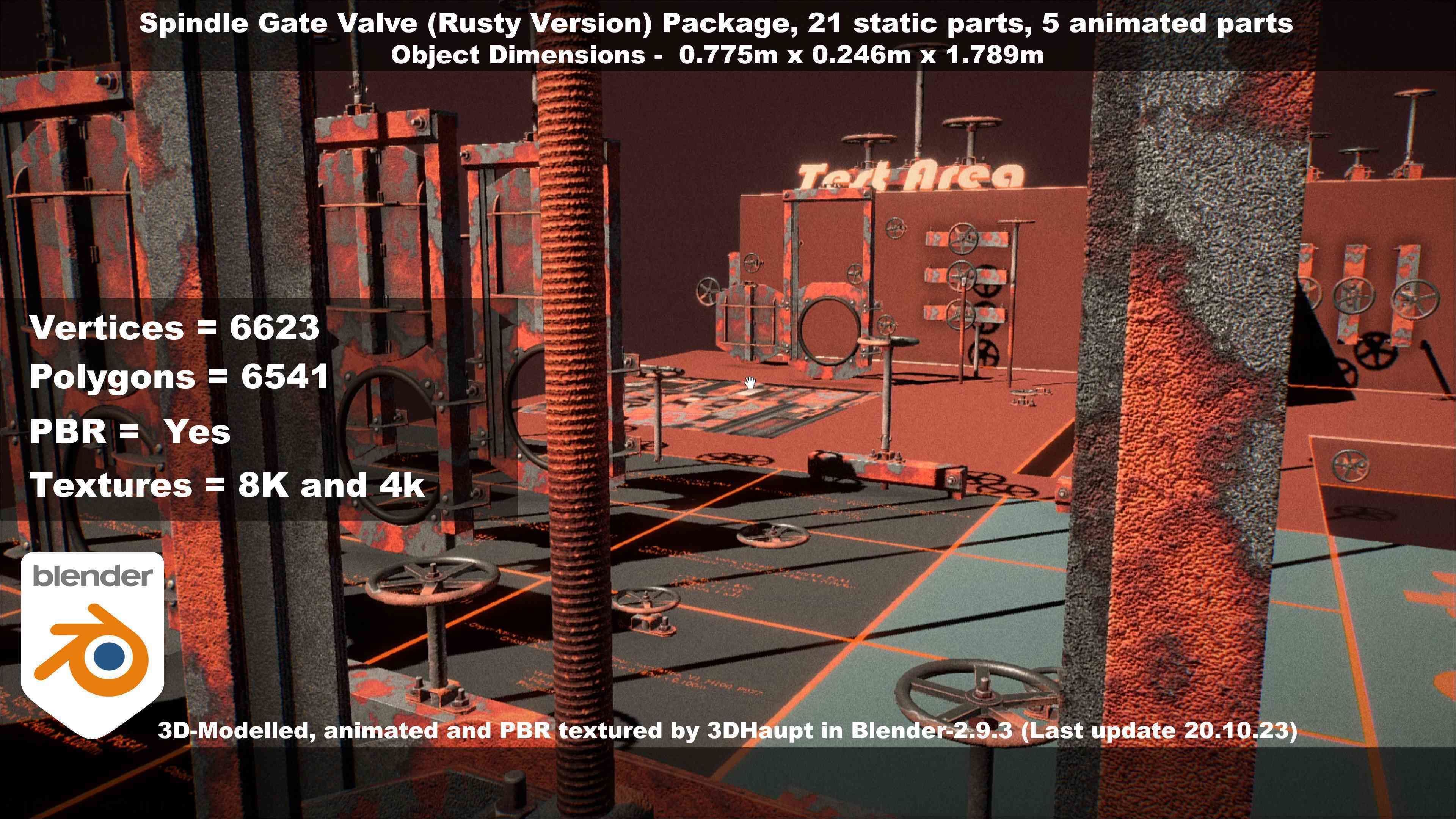 Spindle Gate Valve - Rusty Version - Package Low-poly 3D model_80