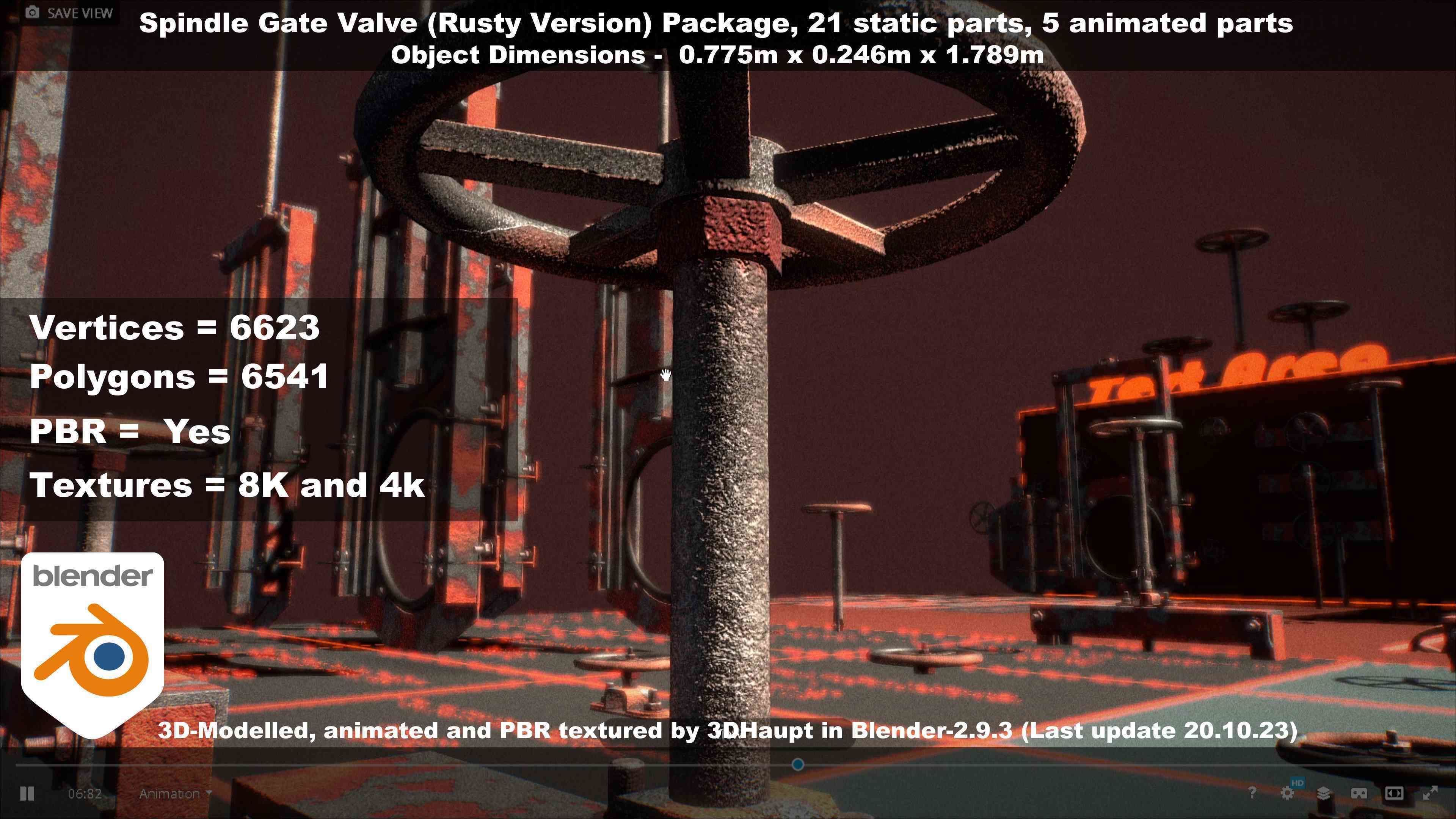 Spindle Gate Valve - Rusty Version - Package Low-poly 3D model_54