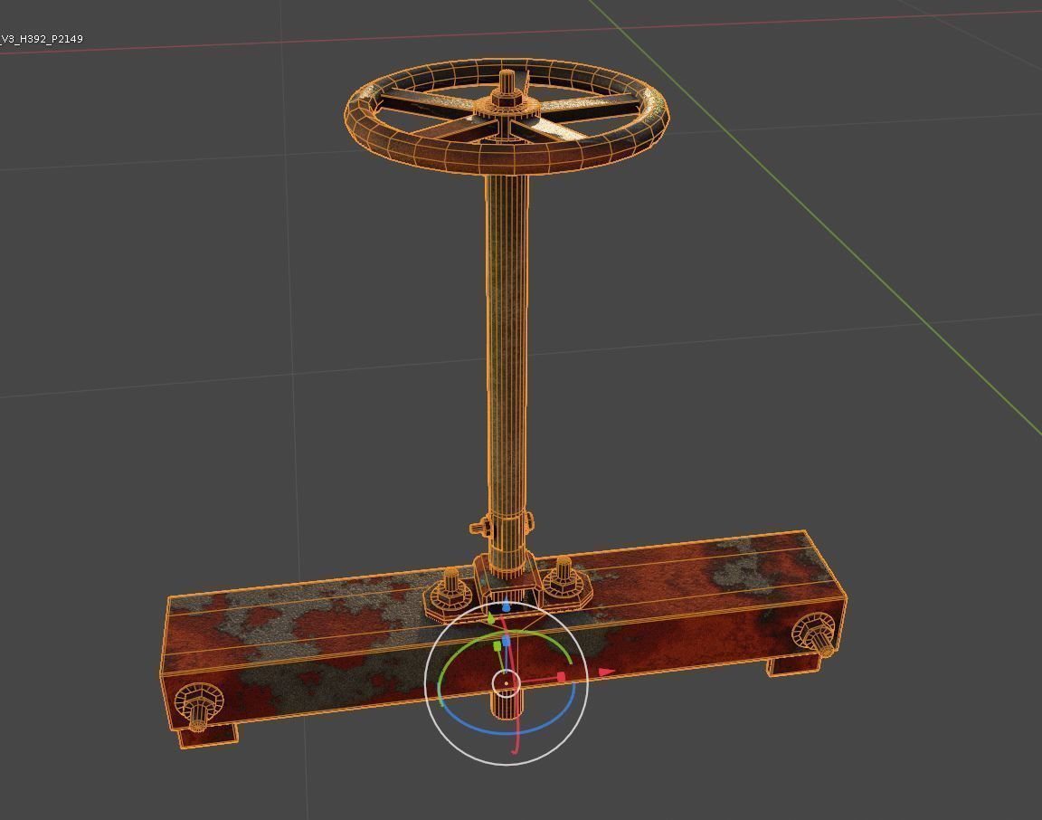 Spindle Gate Valve - Rusty Version - Package Low-poly 3D model_31