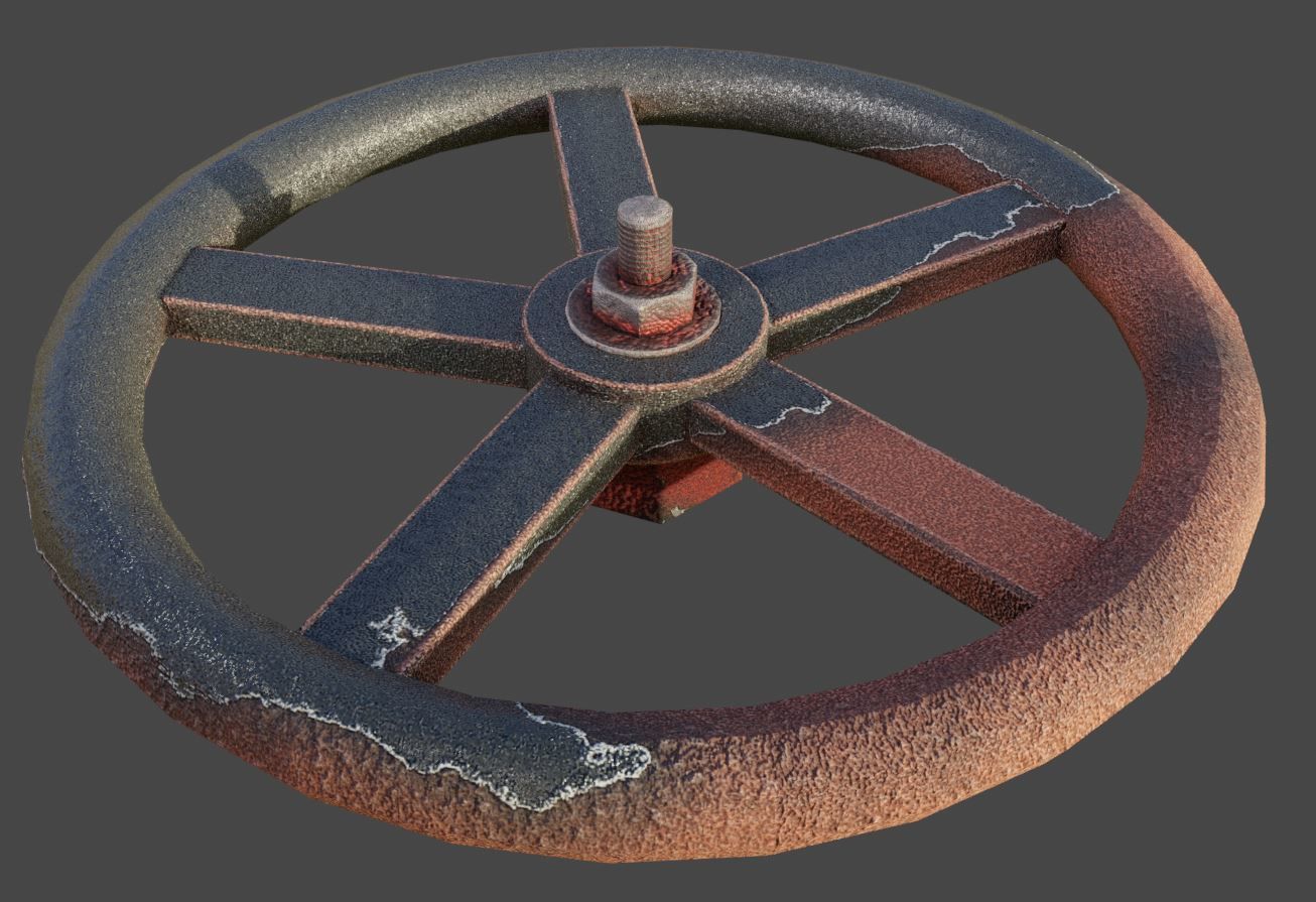 Spindle Gate Valve - Rusty Version - Package Low-poly 3D model_7