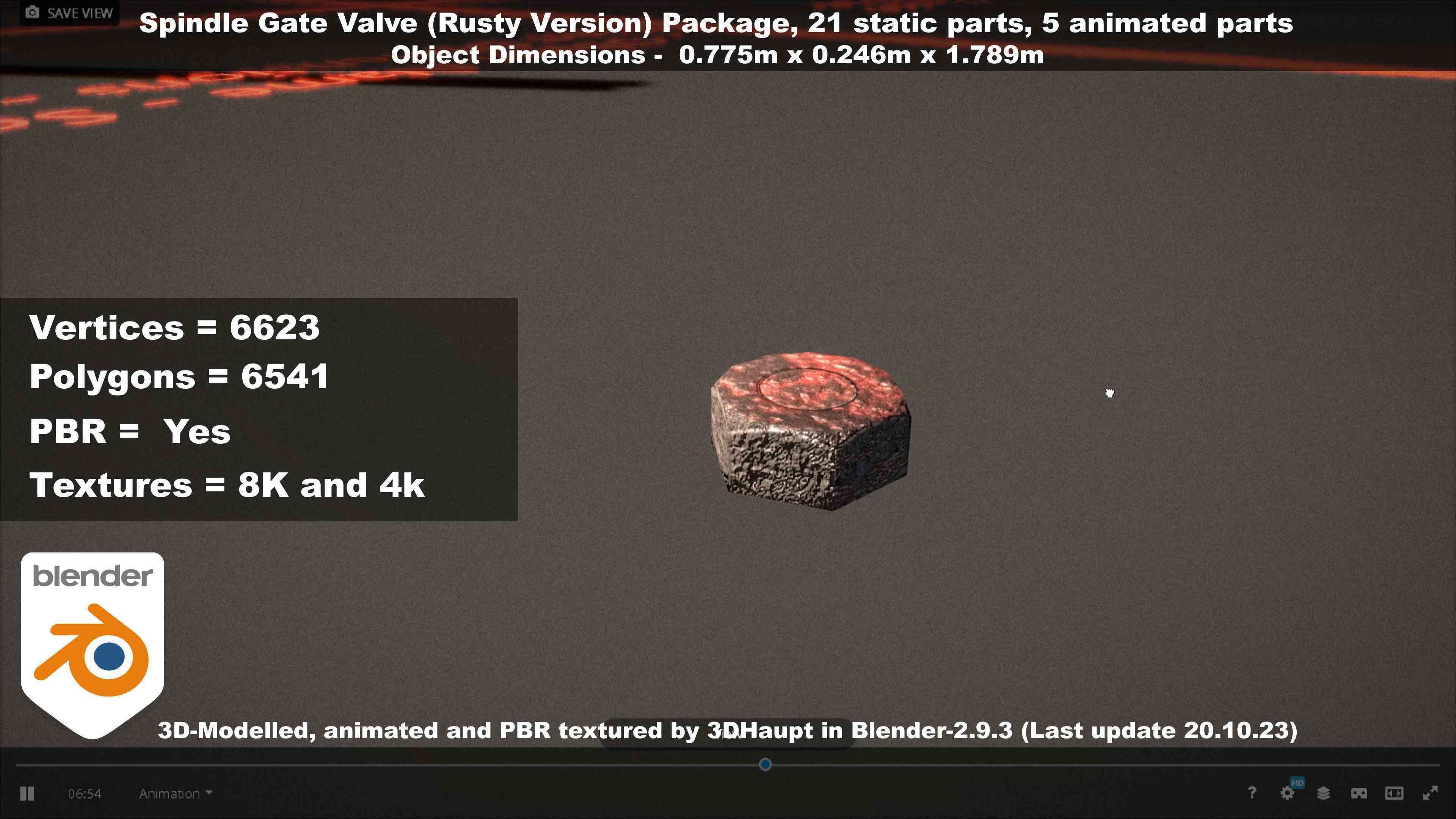 Spindle Gate Valve - Rusty Version - Package Low-poly 3D model_103