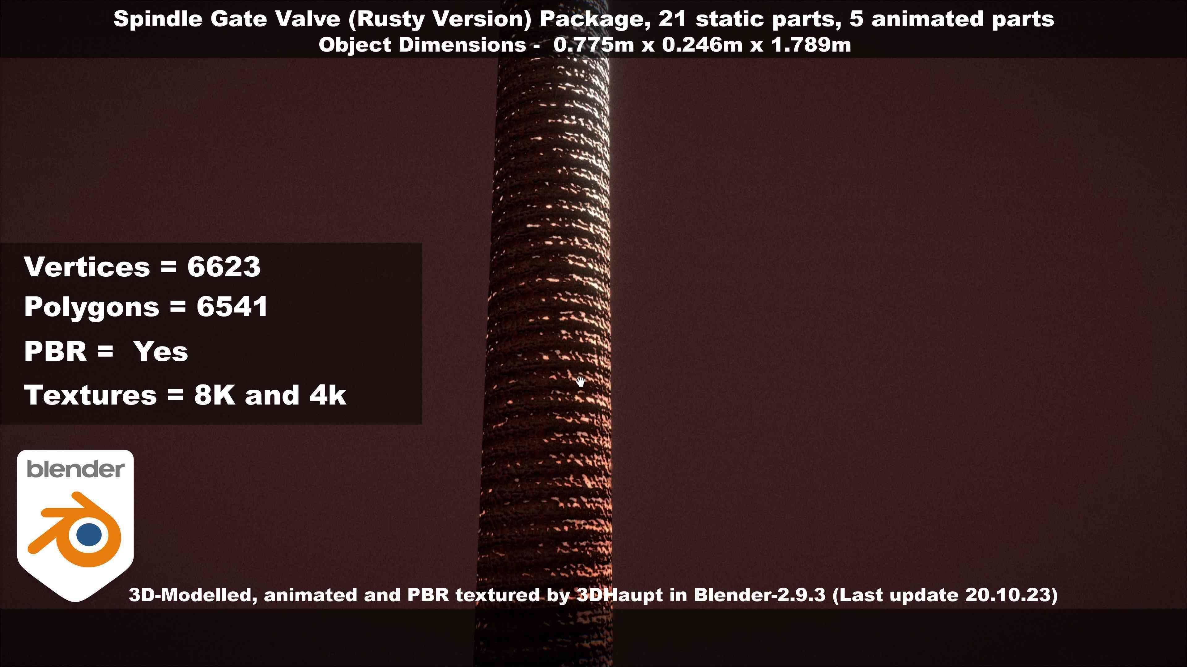 Spindle Gate Valve - Rusty Version - Package Low-poly 3D model_99