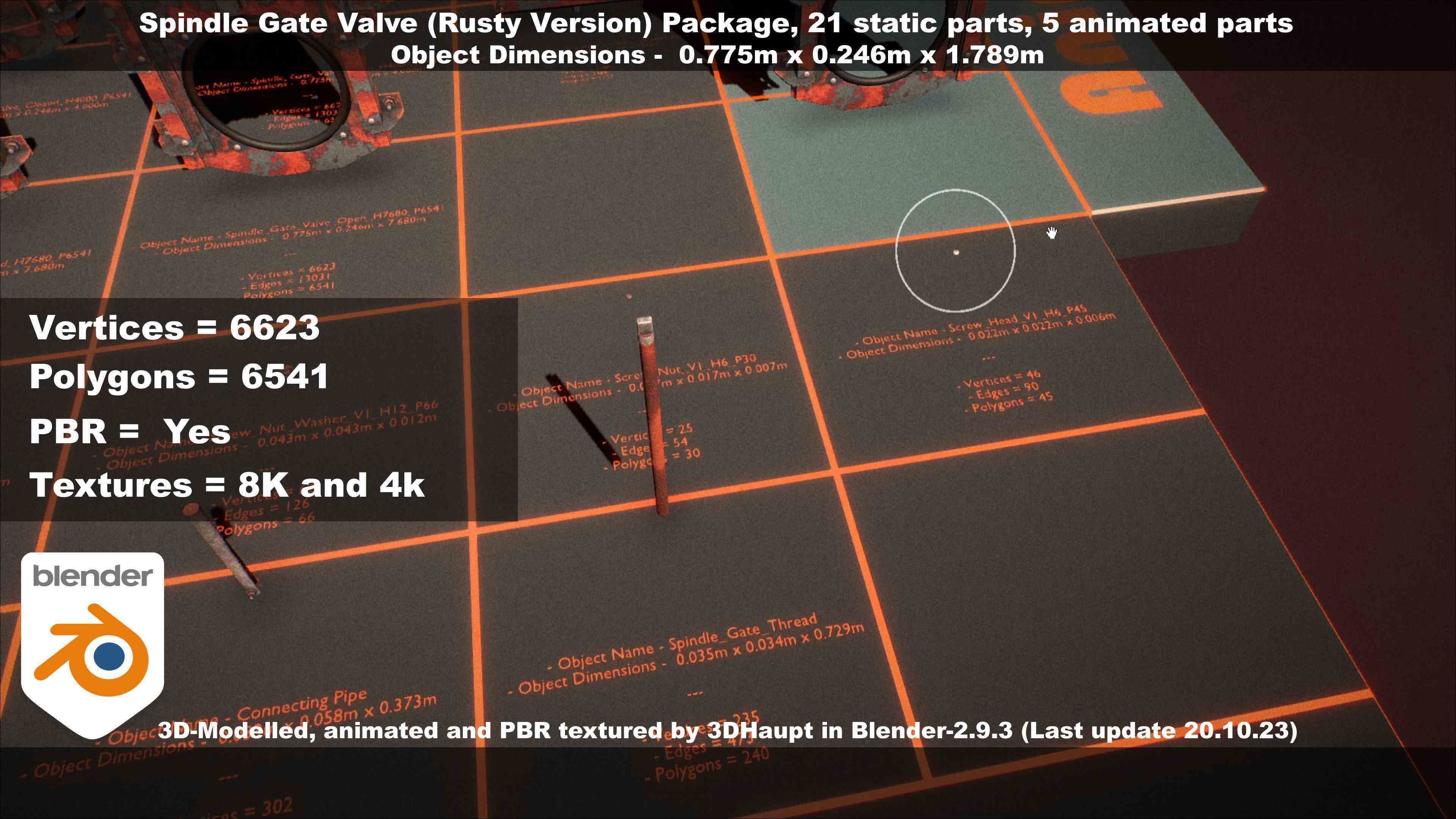 Spindle Gate Valve - Rusty Version - Package Low-poly 3D model_82