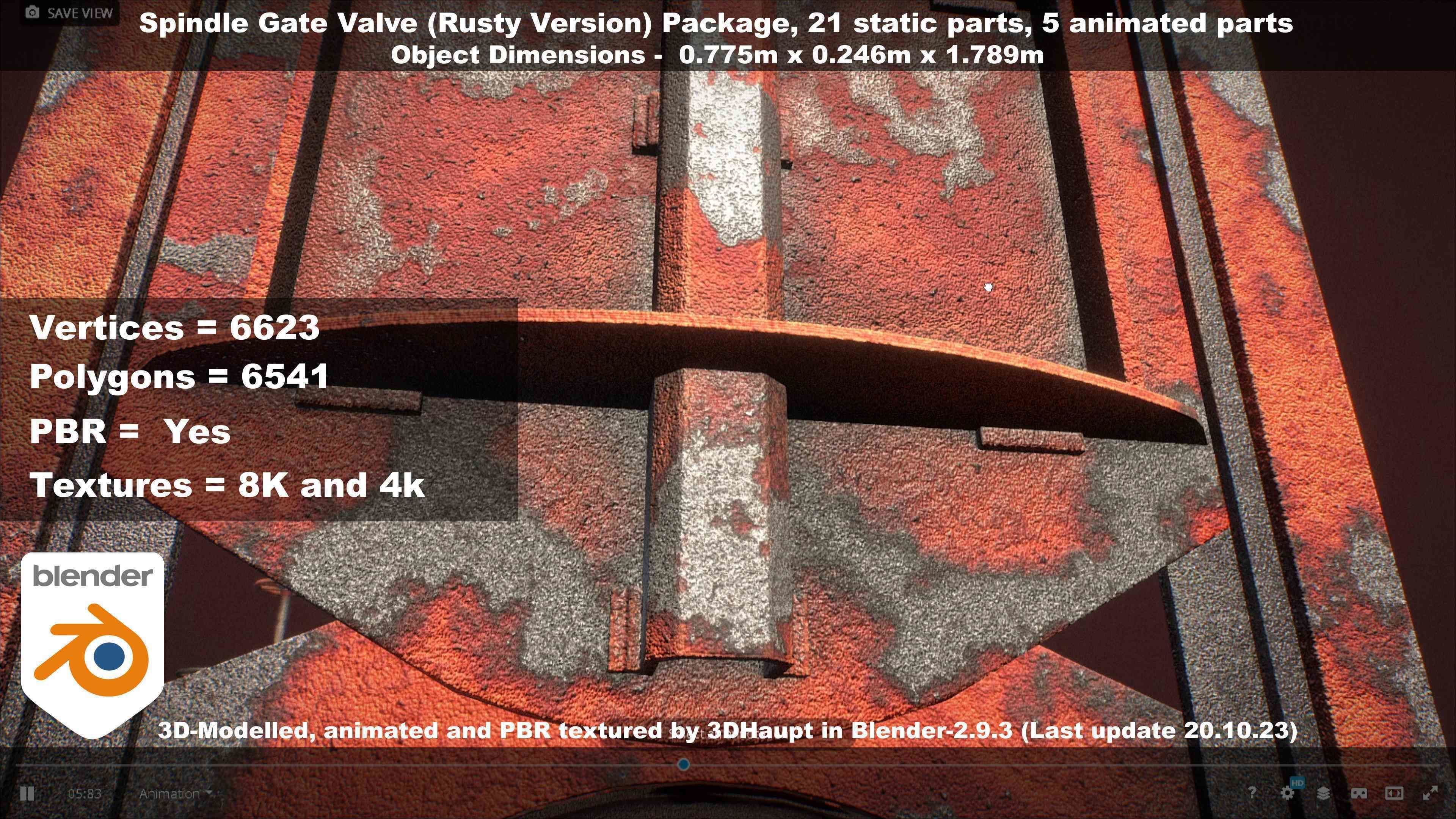 Spindle Gate Valve - Rusty Version - Package Low-poly 3D model_107