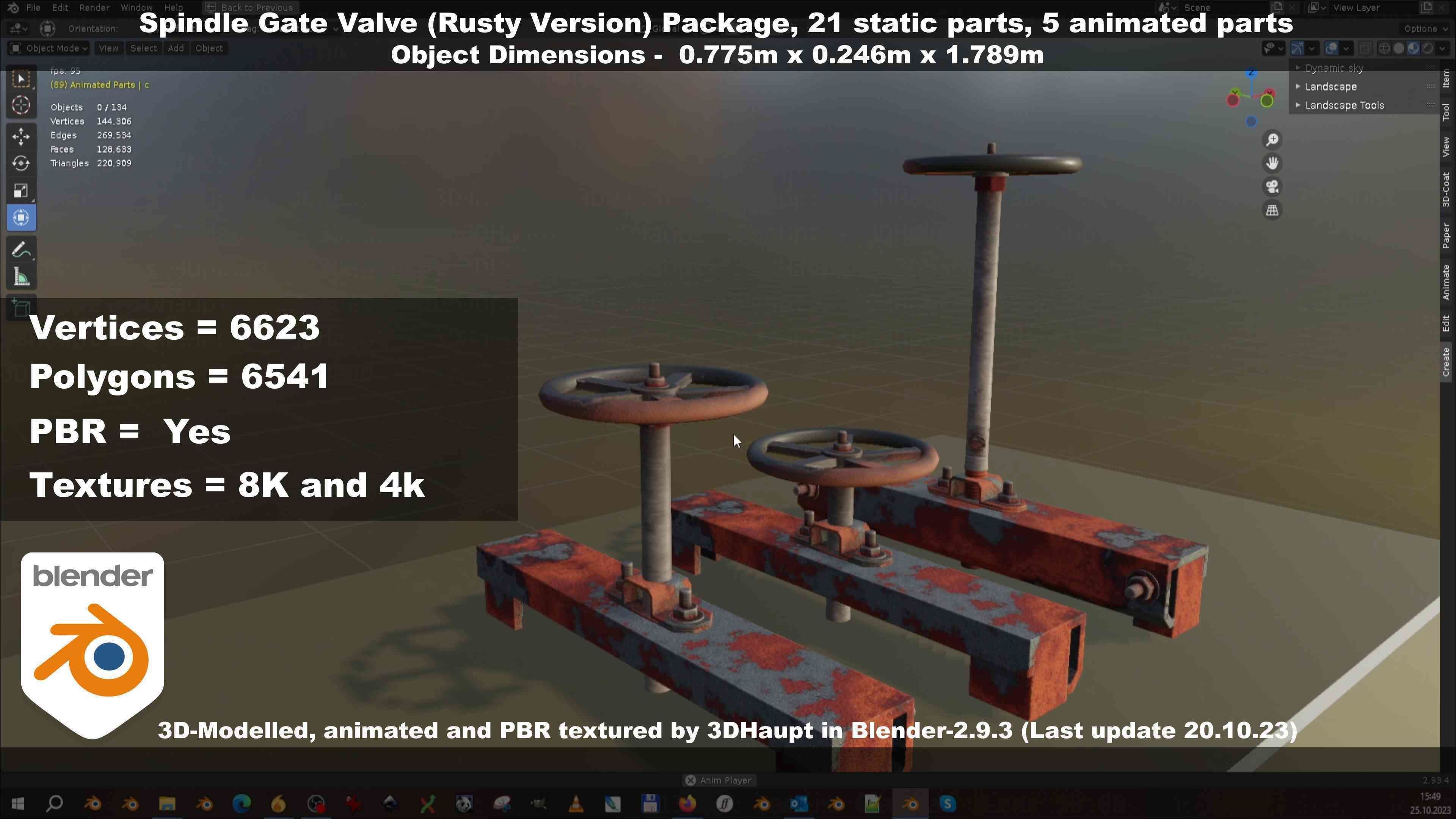 Spindle Gate Valve - Rusty Version - Package Low-poly 3D model_77