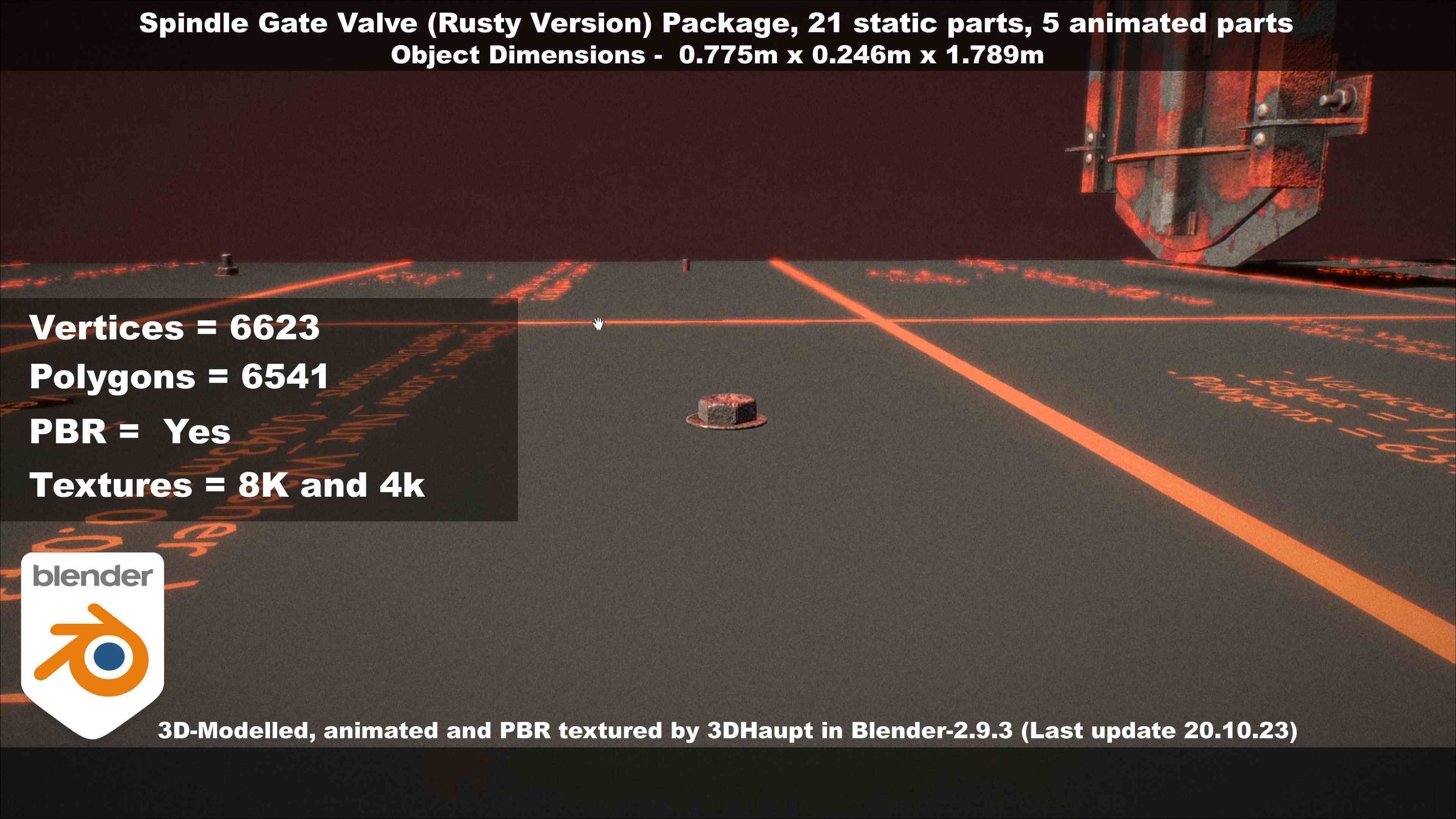 Spindle Gate Valve - Rusty Version - Package Low-poly 3D model_104