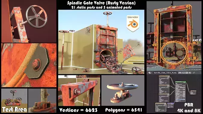 Spindle Gate Valve - Rusty Version - Package Low-poly 3D model