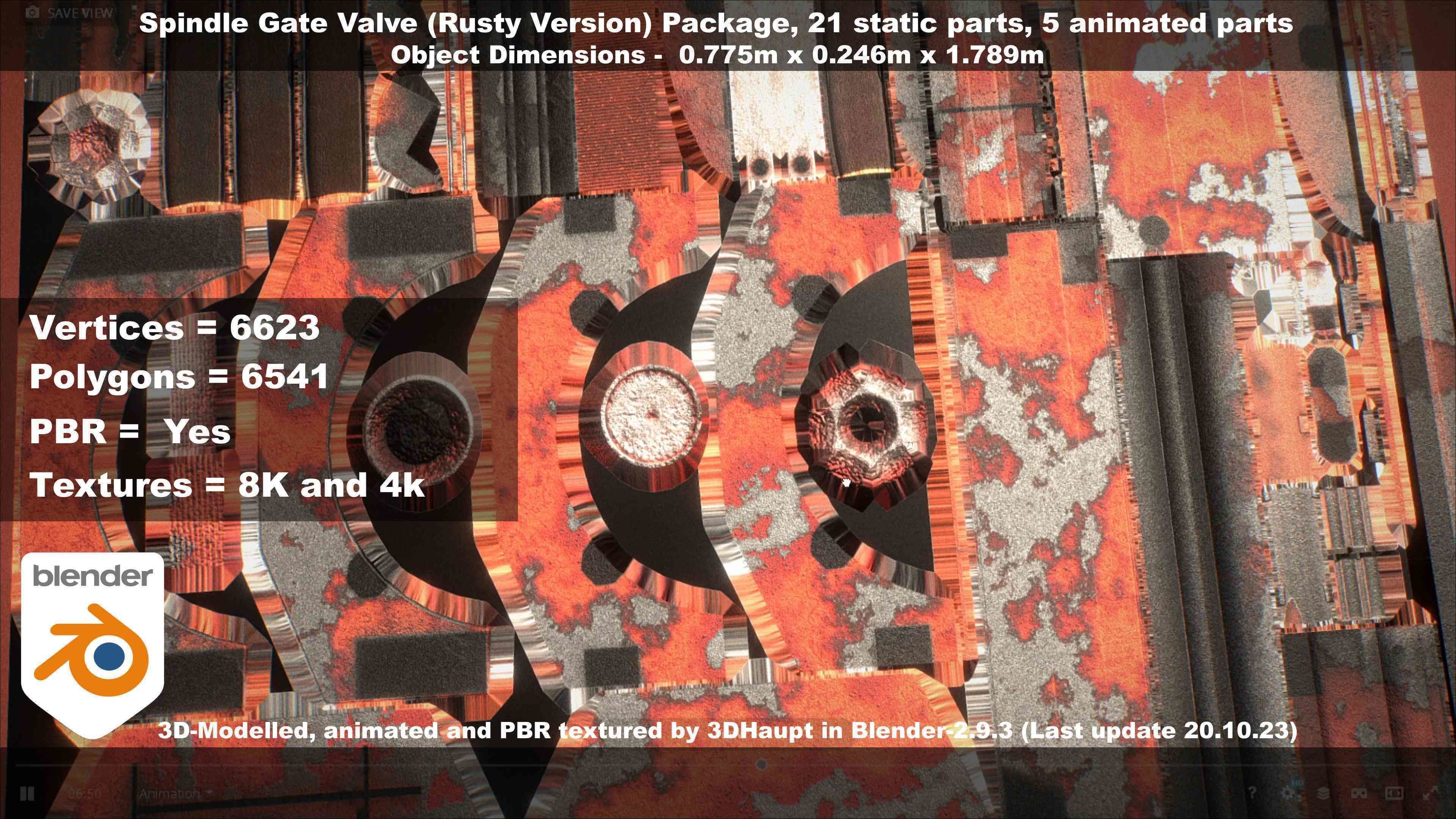 Spindle Gate Valve - Rusty Version - Package Low-poly 3D model_114