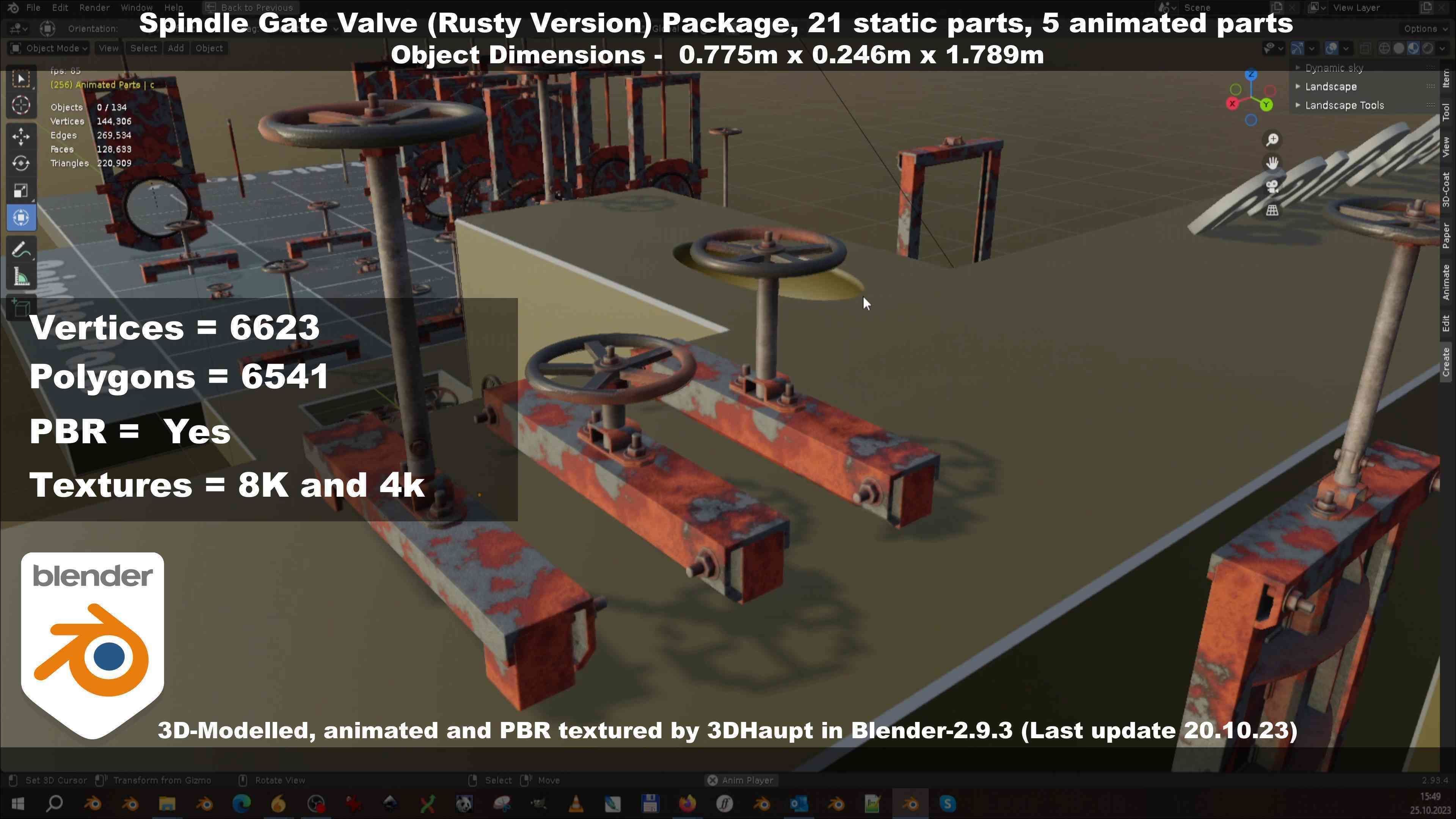 Spindle Gate Valve - Rusty Version - Package Low-poly 3D model_128