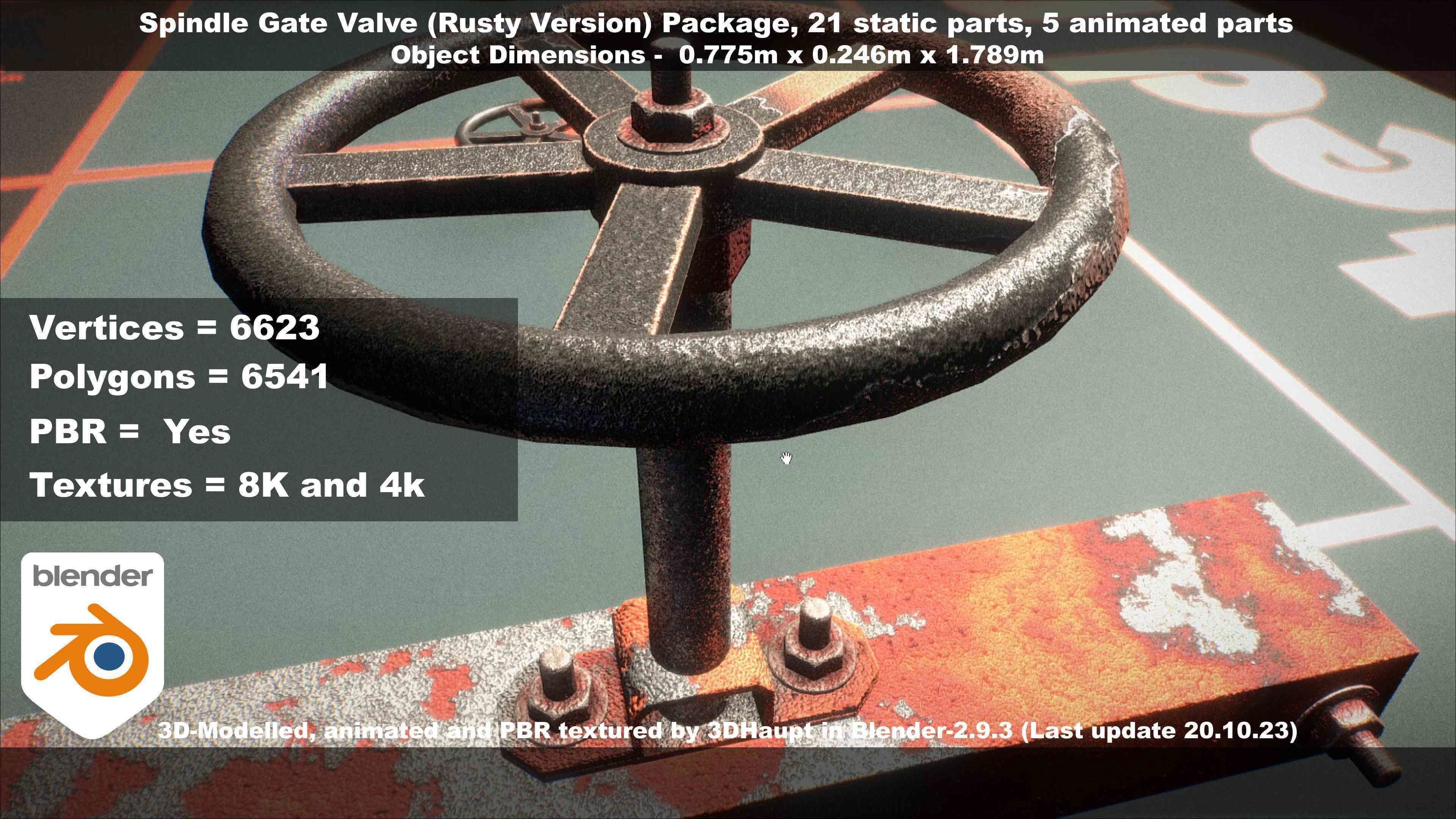 Spindle Gate Valve - Rusty Version - Package Low-poly 3D model_55