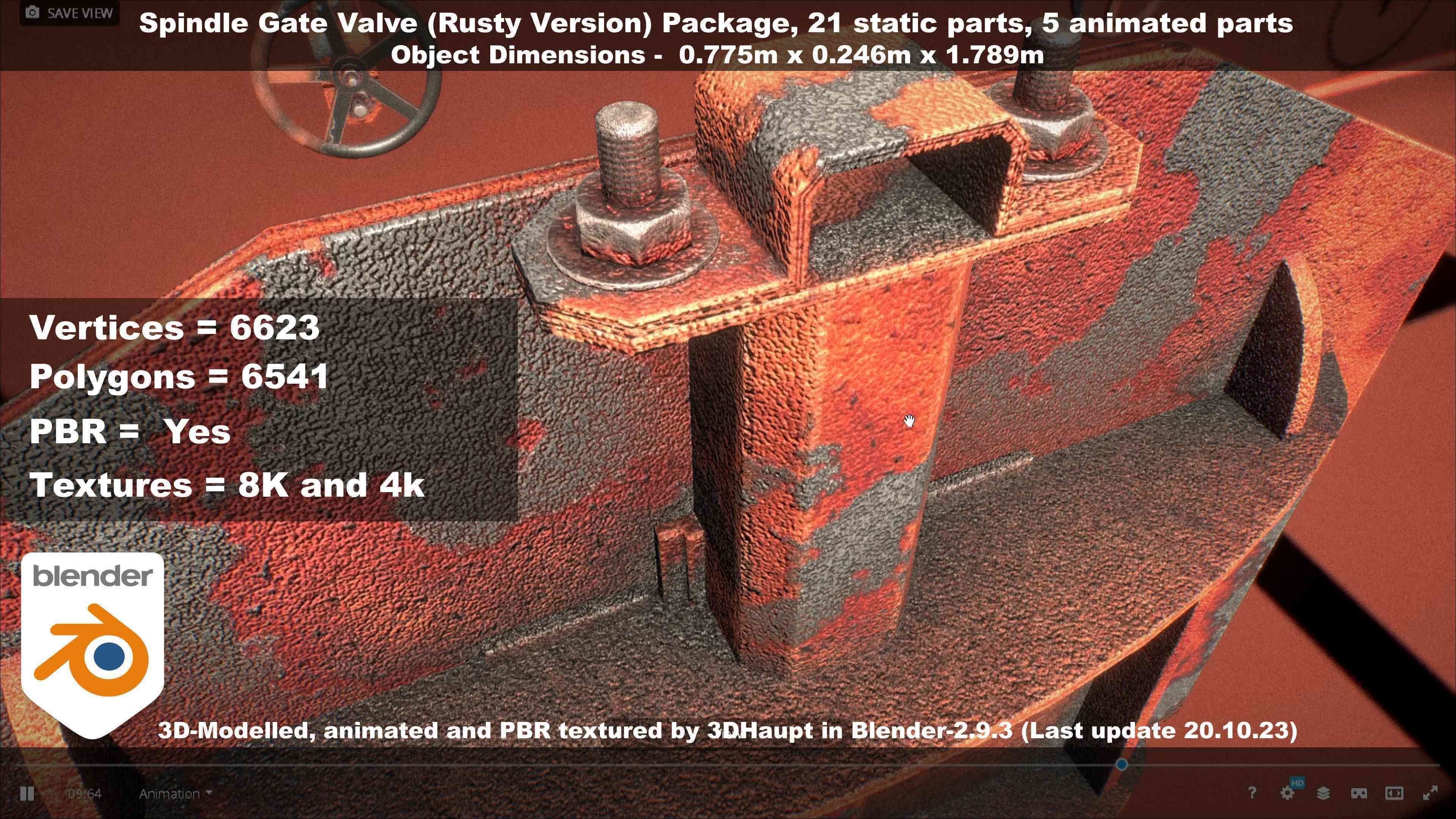 Spindle Gate Valve - Rusty Version - Package Low-poly 3D model_70