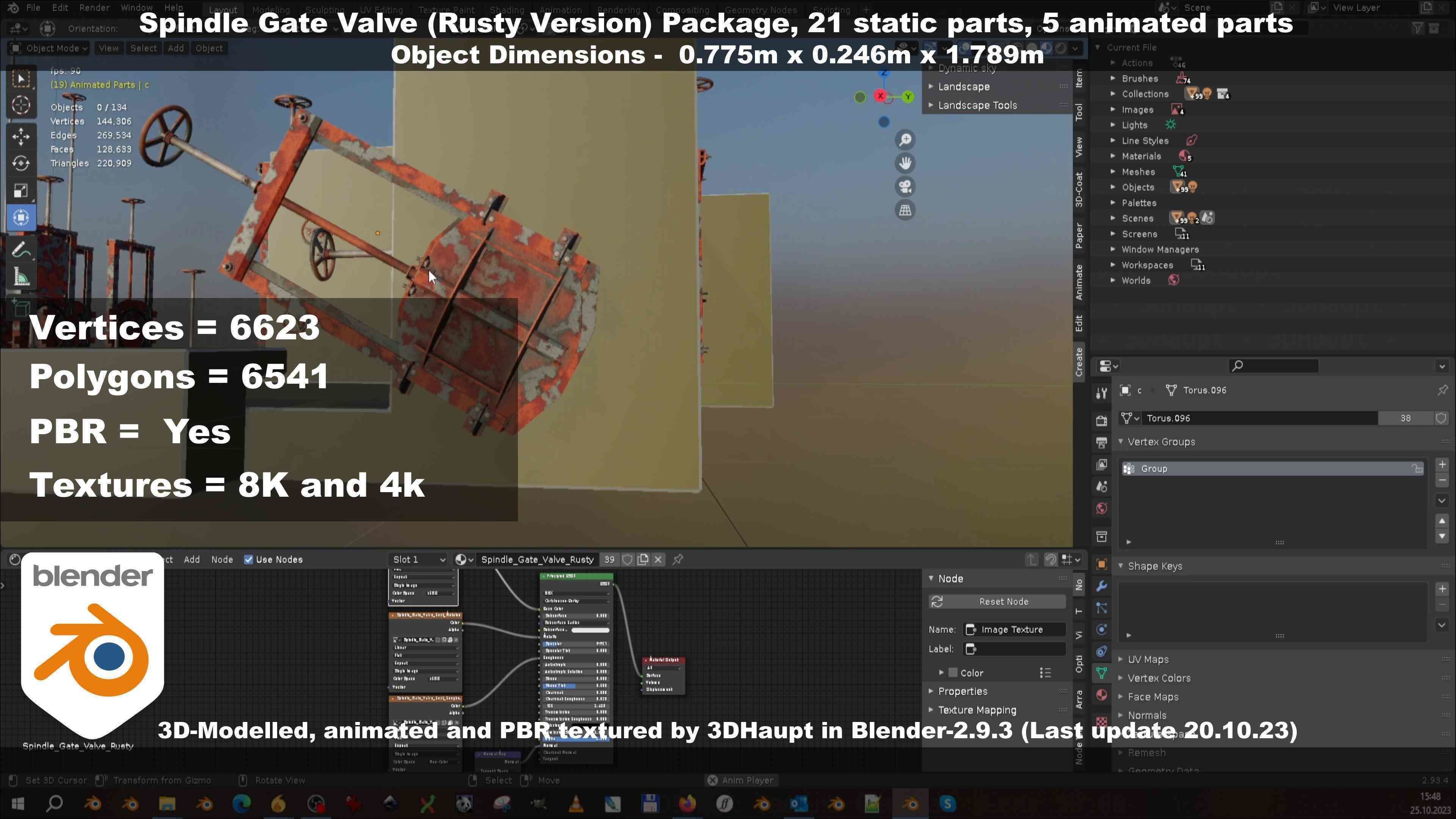 Spindle Gate Valve - Rusty Version - Package Low-poly 3D model_127