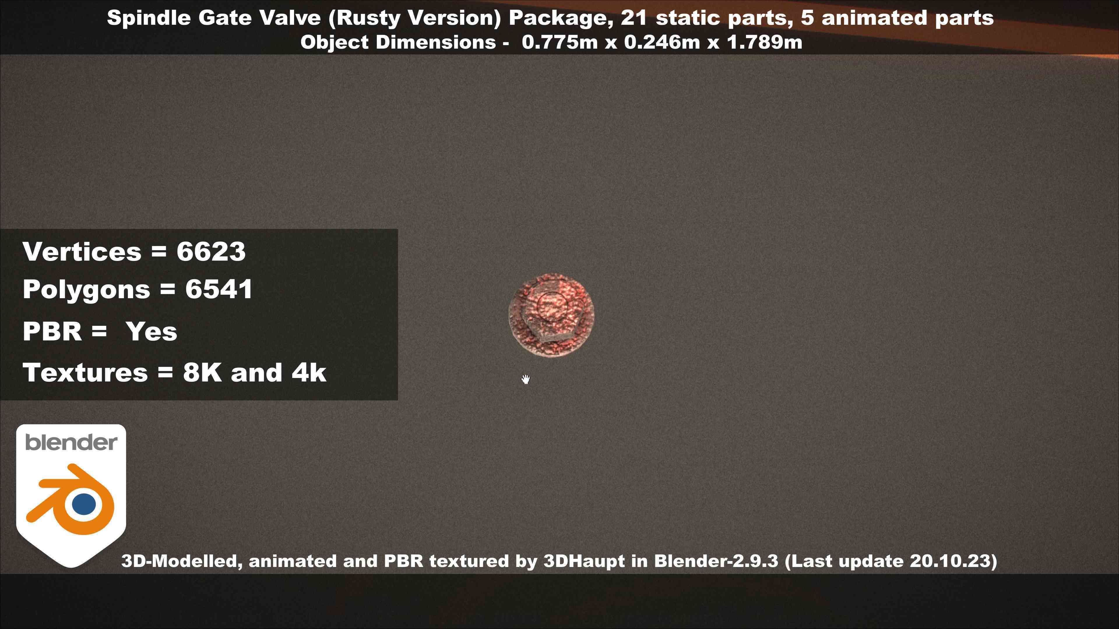 Spindle Gate Valve - Rusty Version - Package Low-poly 3D model_95