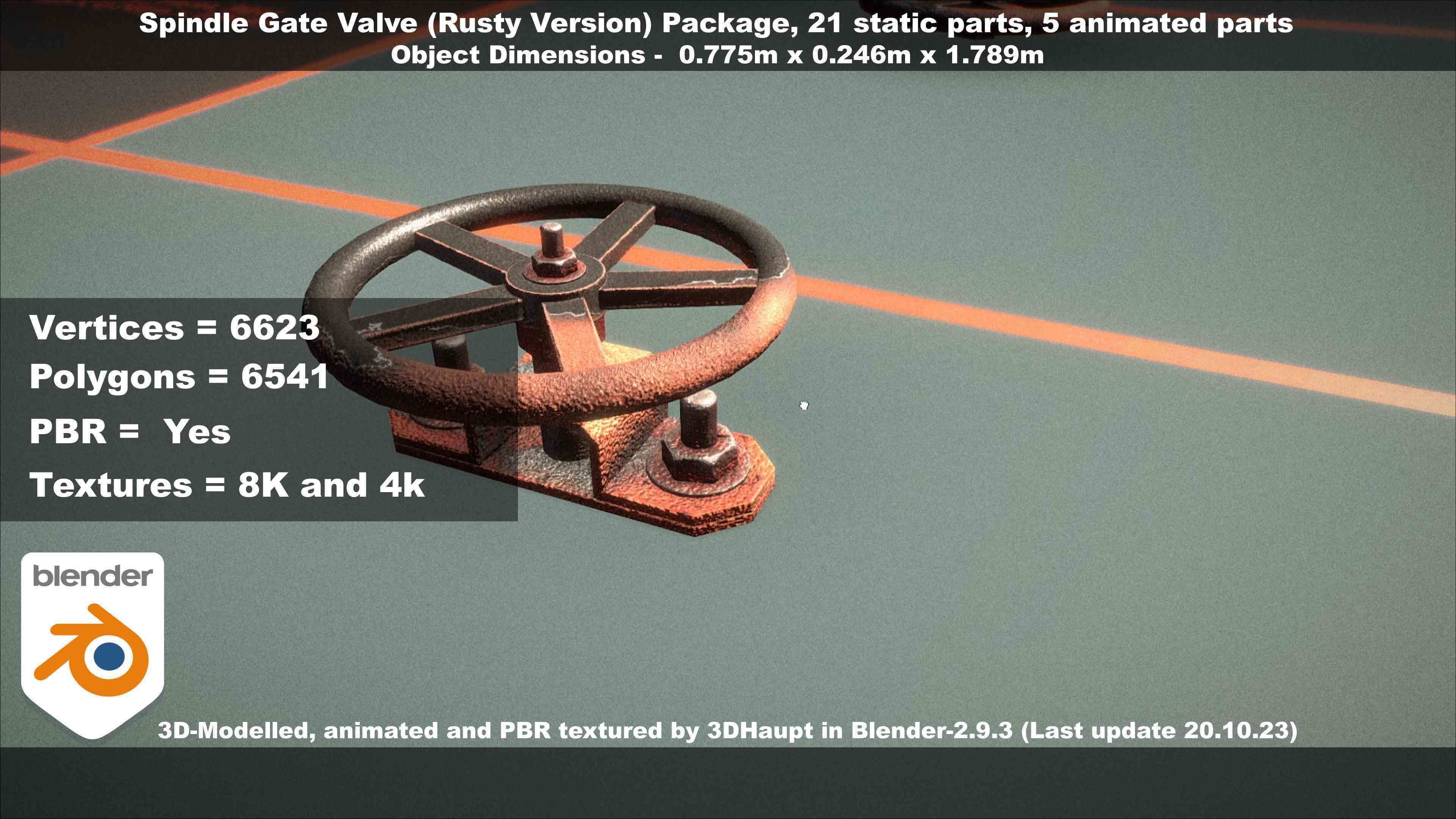 Spindle Gate Valve - Rusty Version - Package Low-poly 3D model_58